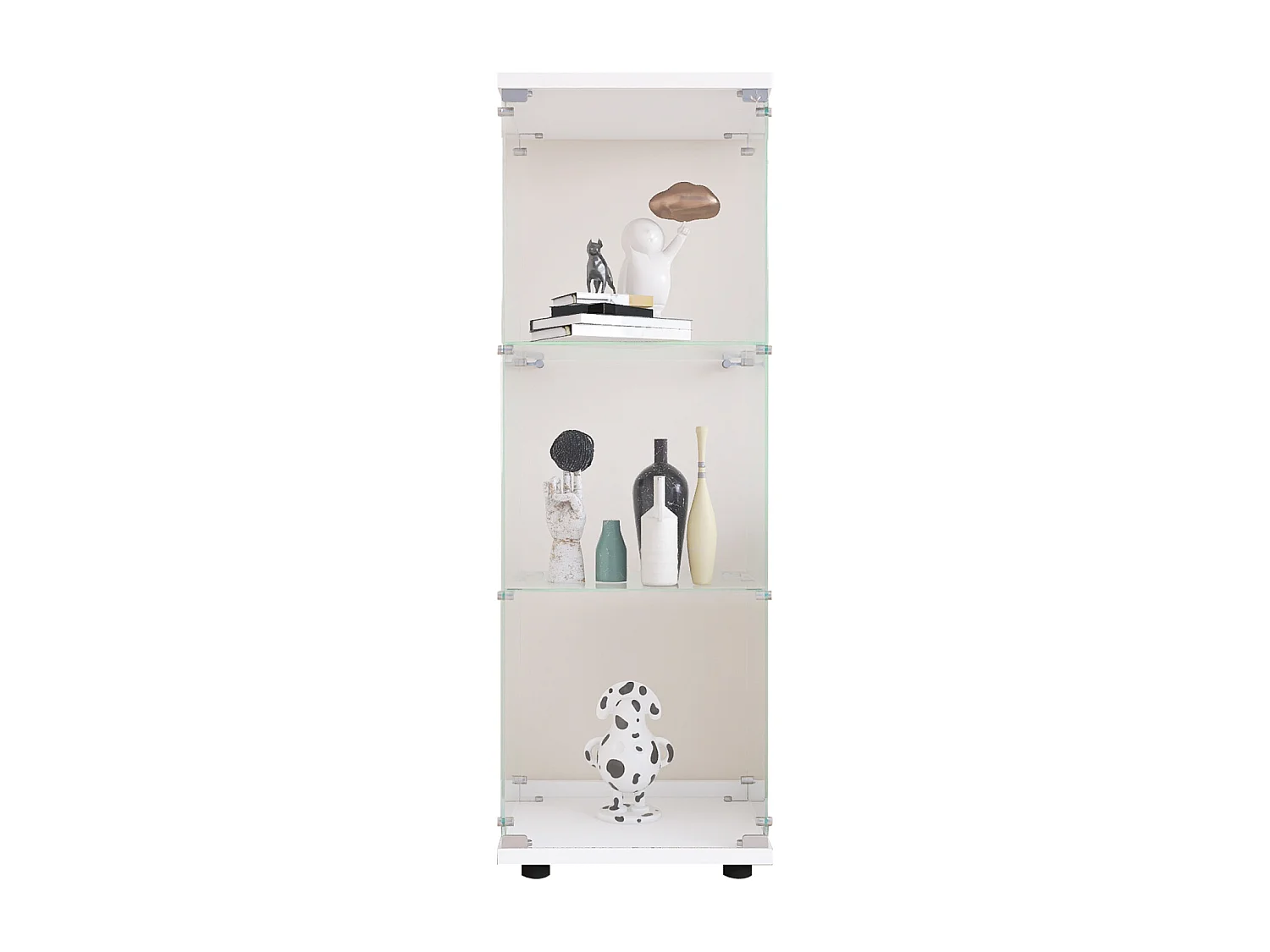 Vitrine en Verre GARHELPER – 3 Étagères, 1 Porte, Verre Trempé, Blanc, 42x36x125 cm