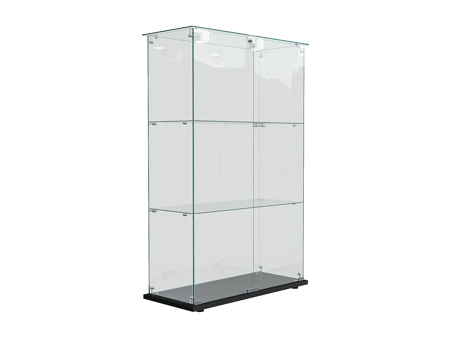Vitrina de cristal con 4 estantes y puertas dobles – Muebles de salón elegantes