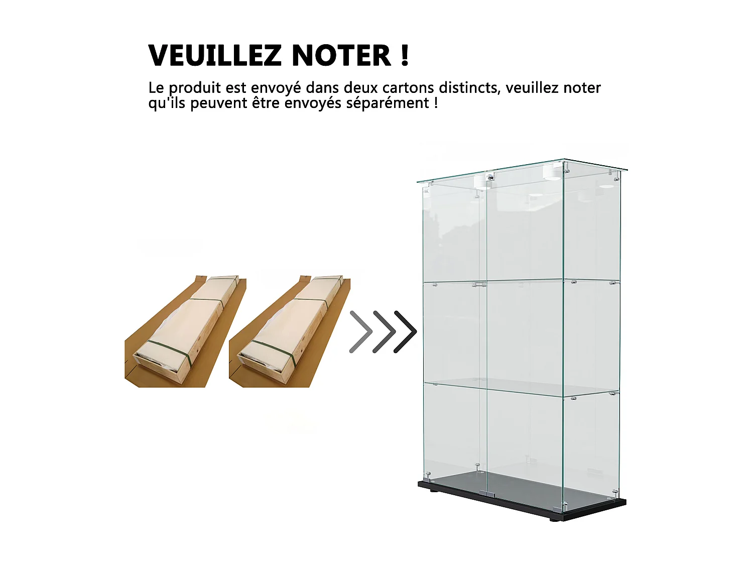 Vitrina de cristal con 4 estantes y puertas dobles – Muebles de salón elegantes