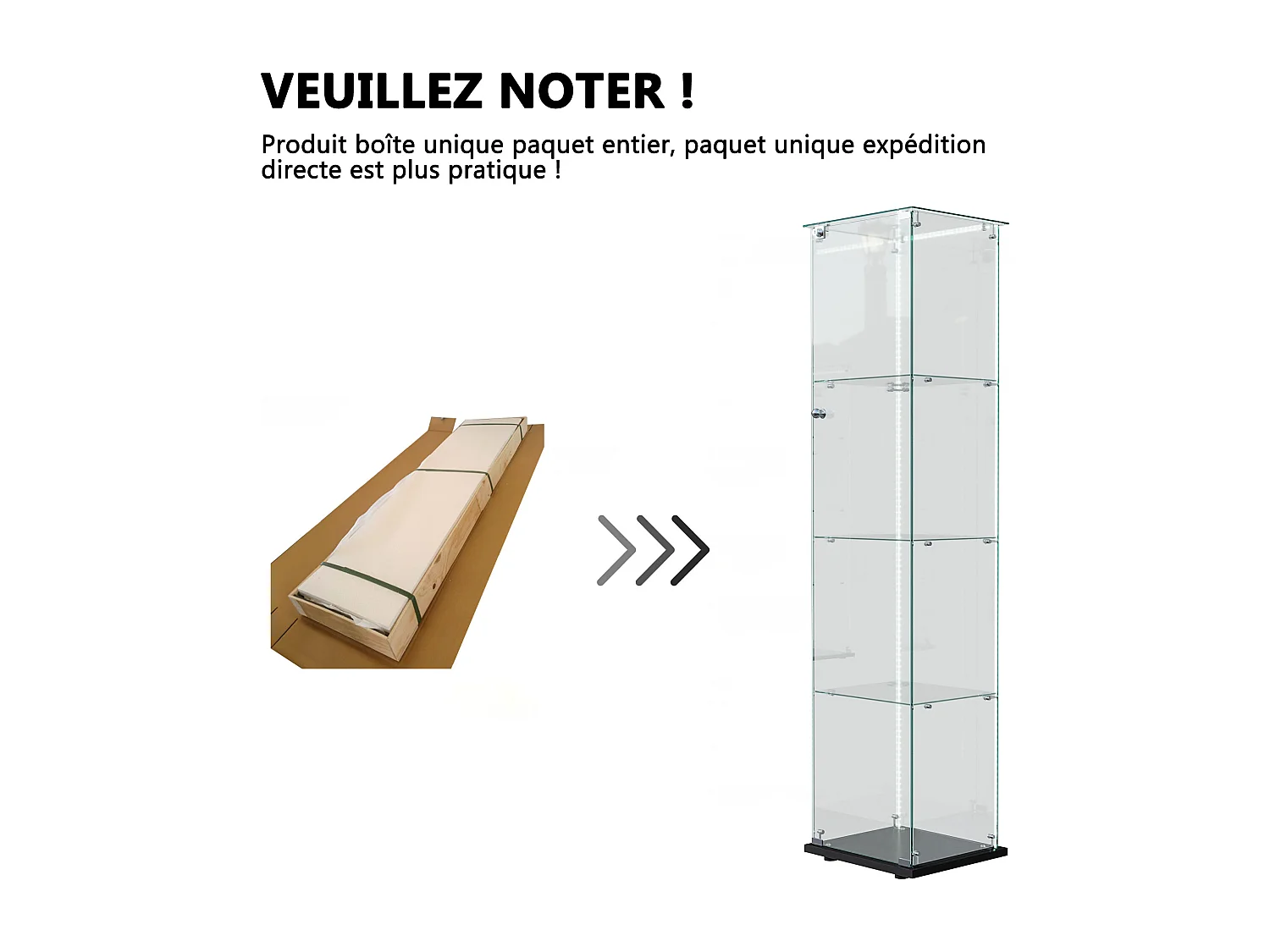 Vitrinekast van glas - 5 planken, dubbele deuren, vitrinekast voor in de woonkamer