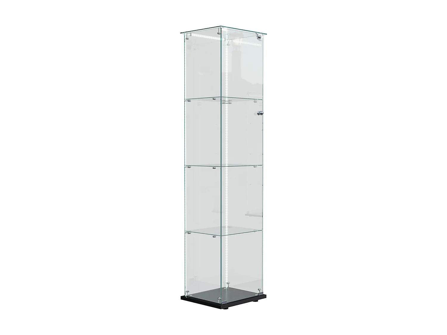 Vitrina de cristal con 5 estantes y puertas dobles para salón.