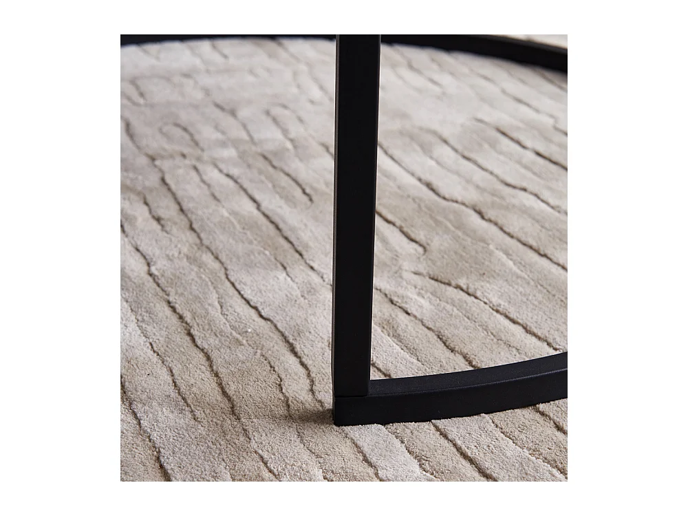 Lot de 2 tables basses gigognes – Marbre blanc et métal noir, Moderne, Table d'appoint ronde pour salon et chambre