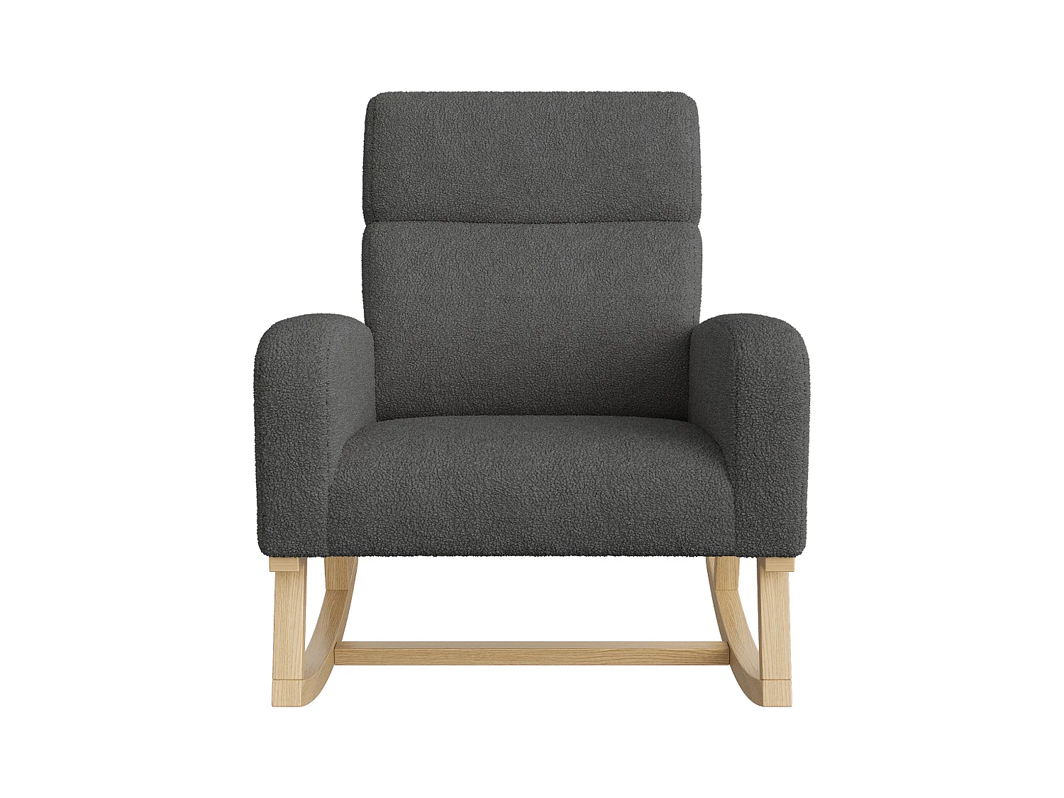 Mecedora con reposabrazos, respaldo reclinable y patas de madera maciza - Gris oscuro