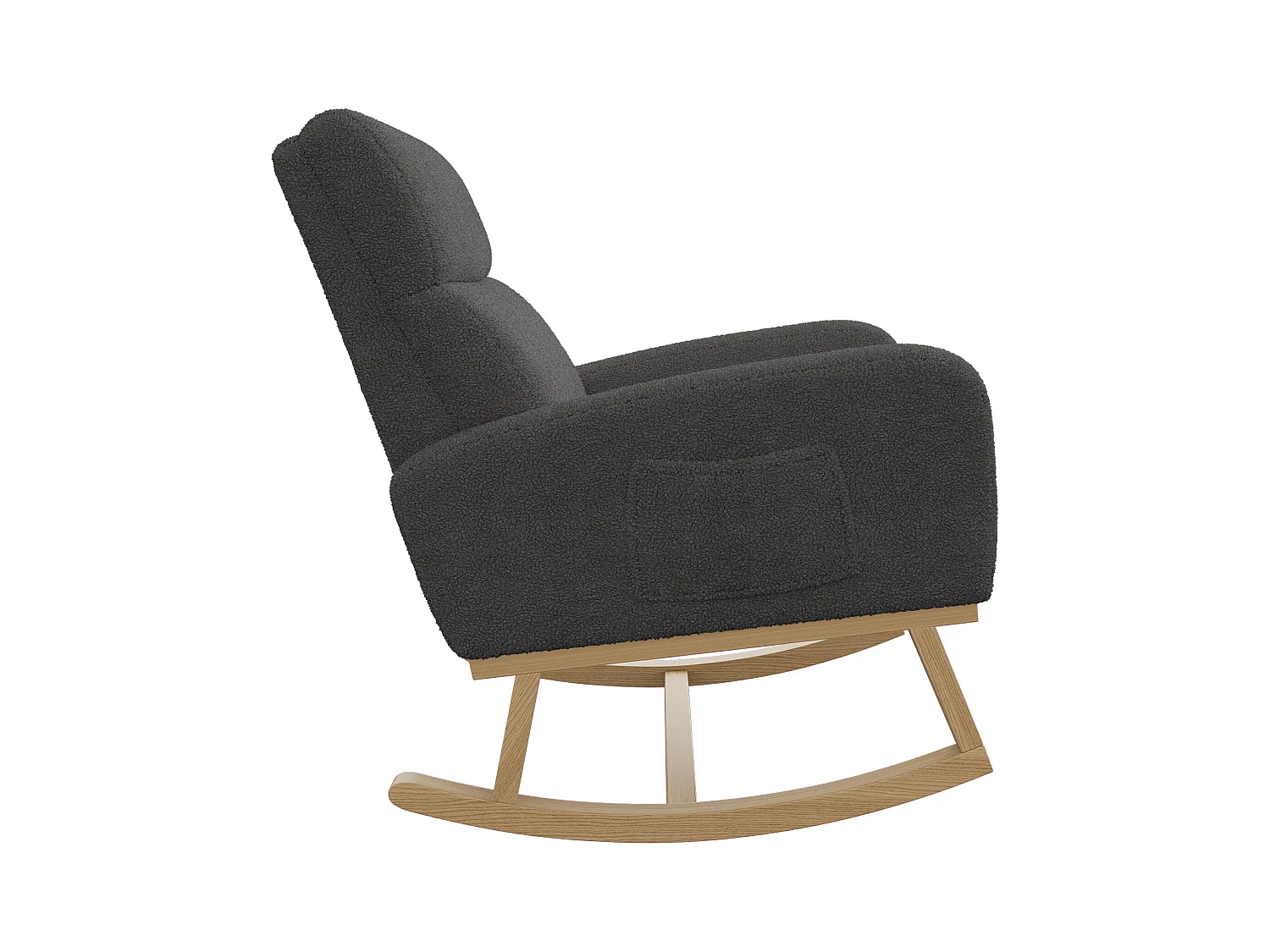 Mecedora con reposabrazos, respaldo reclinable y patas de madera maciza - Gris oscuro