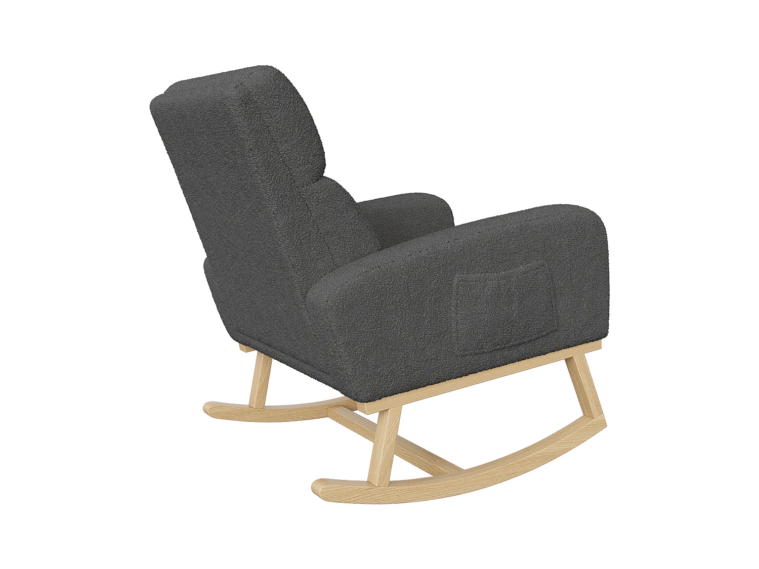 Mecedora con reposabrazos, respaldo reclinable y patas de madera maciza - Gris oscuro