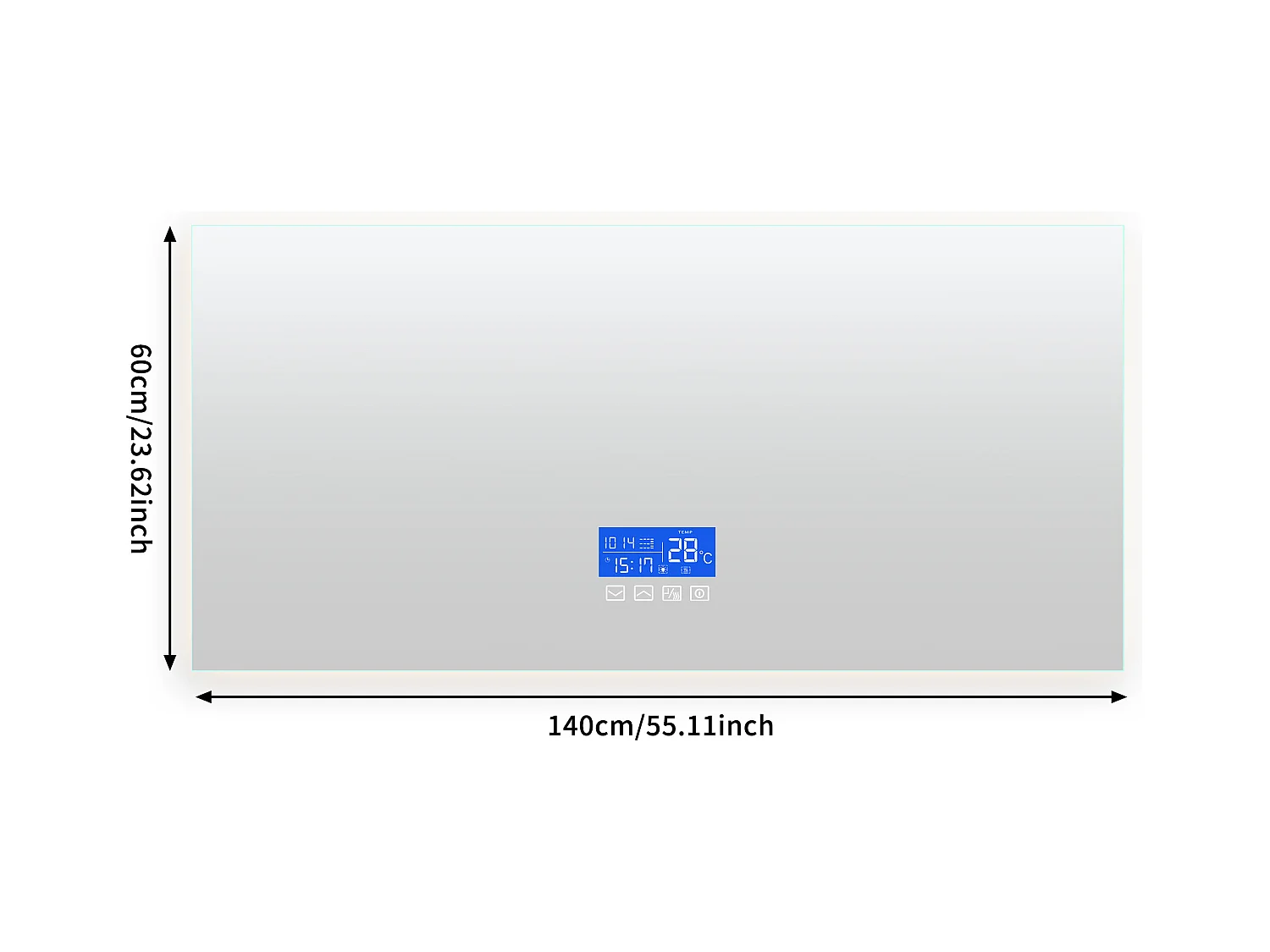 Vierkante badkamerspiegel 60x140 cm - LED, temperatuur, ontwaseming, 3 helderheidsniveaus, touch