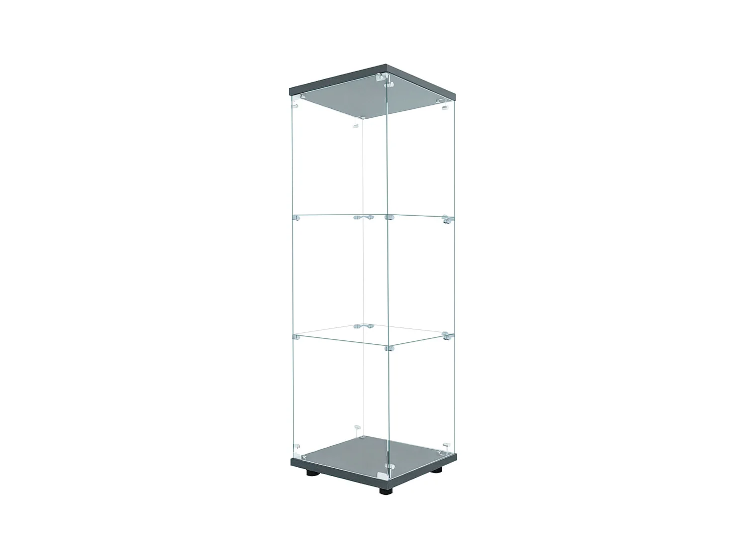 Vitrine en Verre GARHELPER – 3 Étagères, 1 Porte, Verre Trempé, Lumière LED, Blanc, 42x36x125 cm