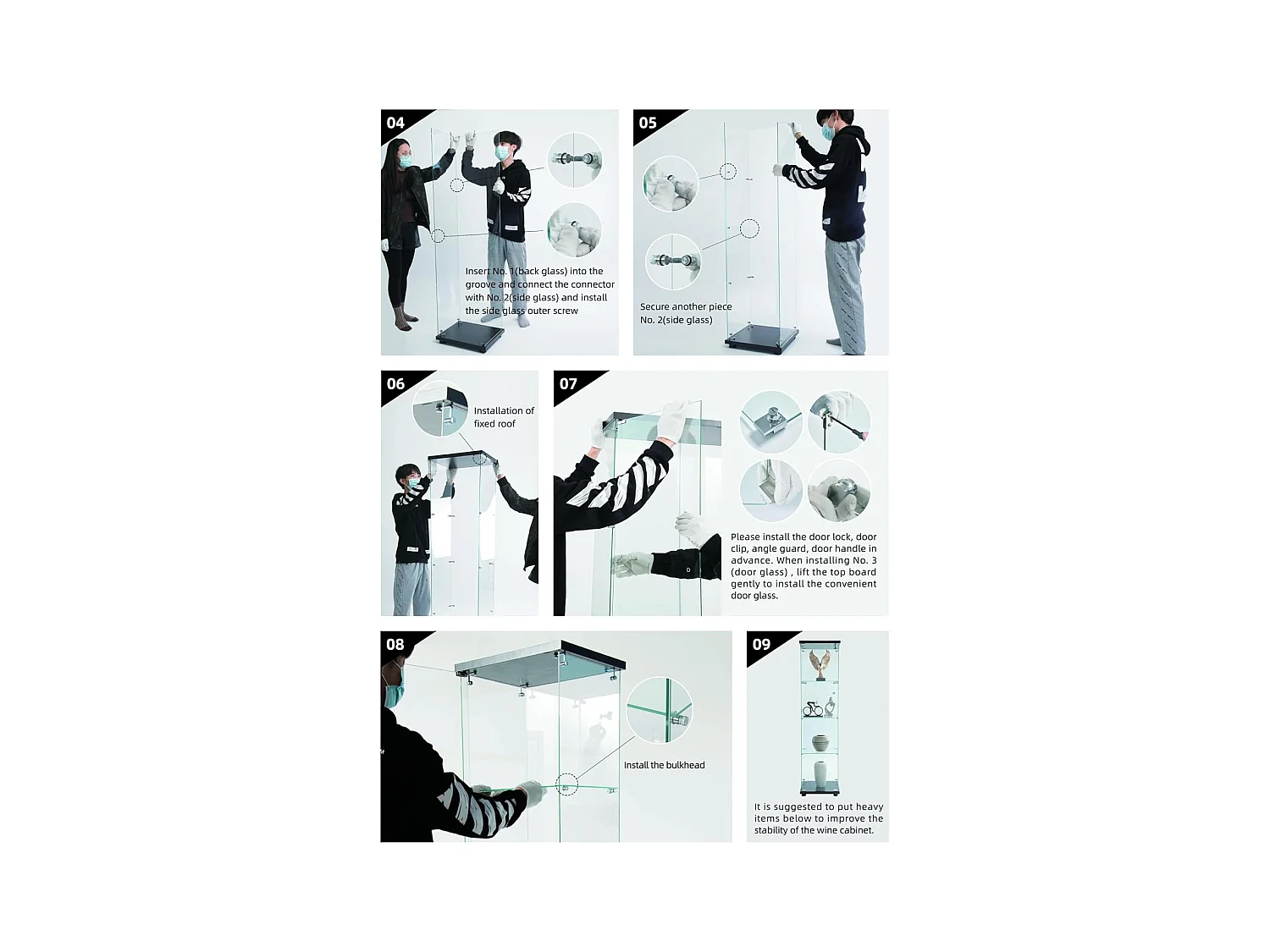 Vitrine de vidro 164 cm – 4 prateleiras, 1 porta com fechadura, Móvel de arrumação moderno, Branco