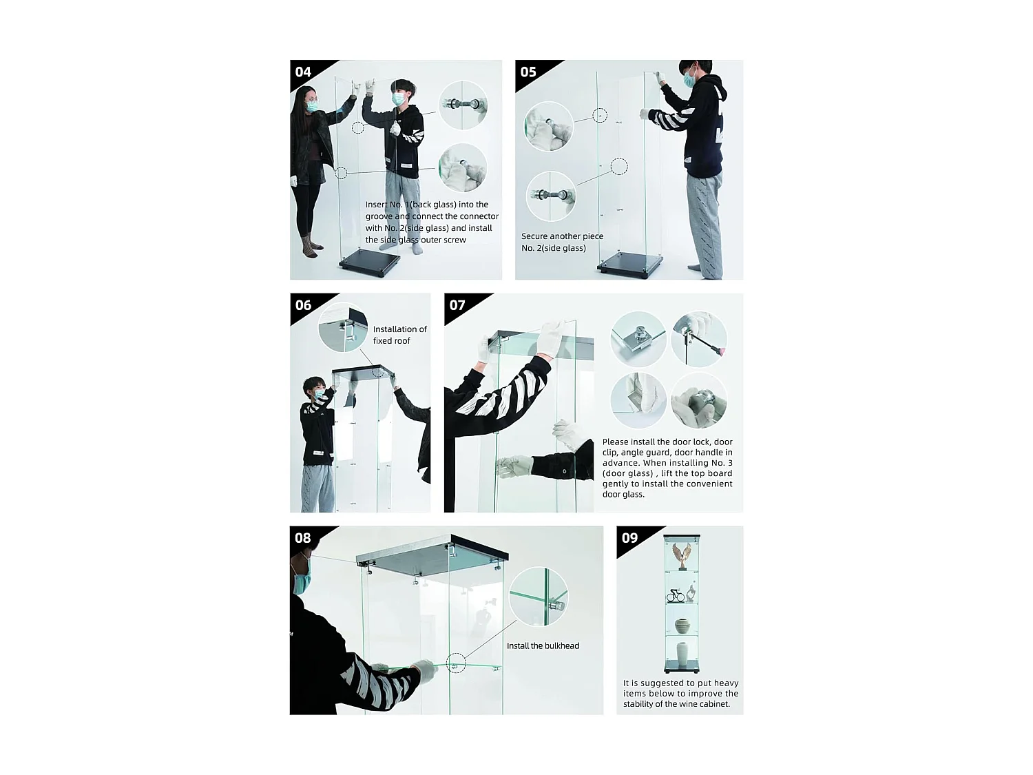 Vetrina in vetro 164 cm – 4 ripiani, 1 anta con serratura, Mobile contenitore moderno, Bianco