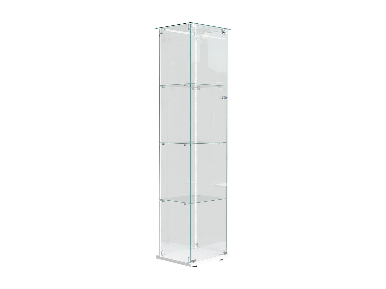 Vitrina de cristal con 5 estantes y puertas dobles para salón.