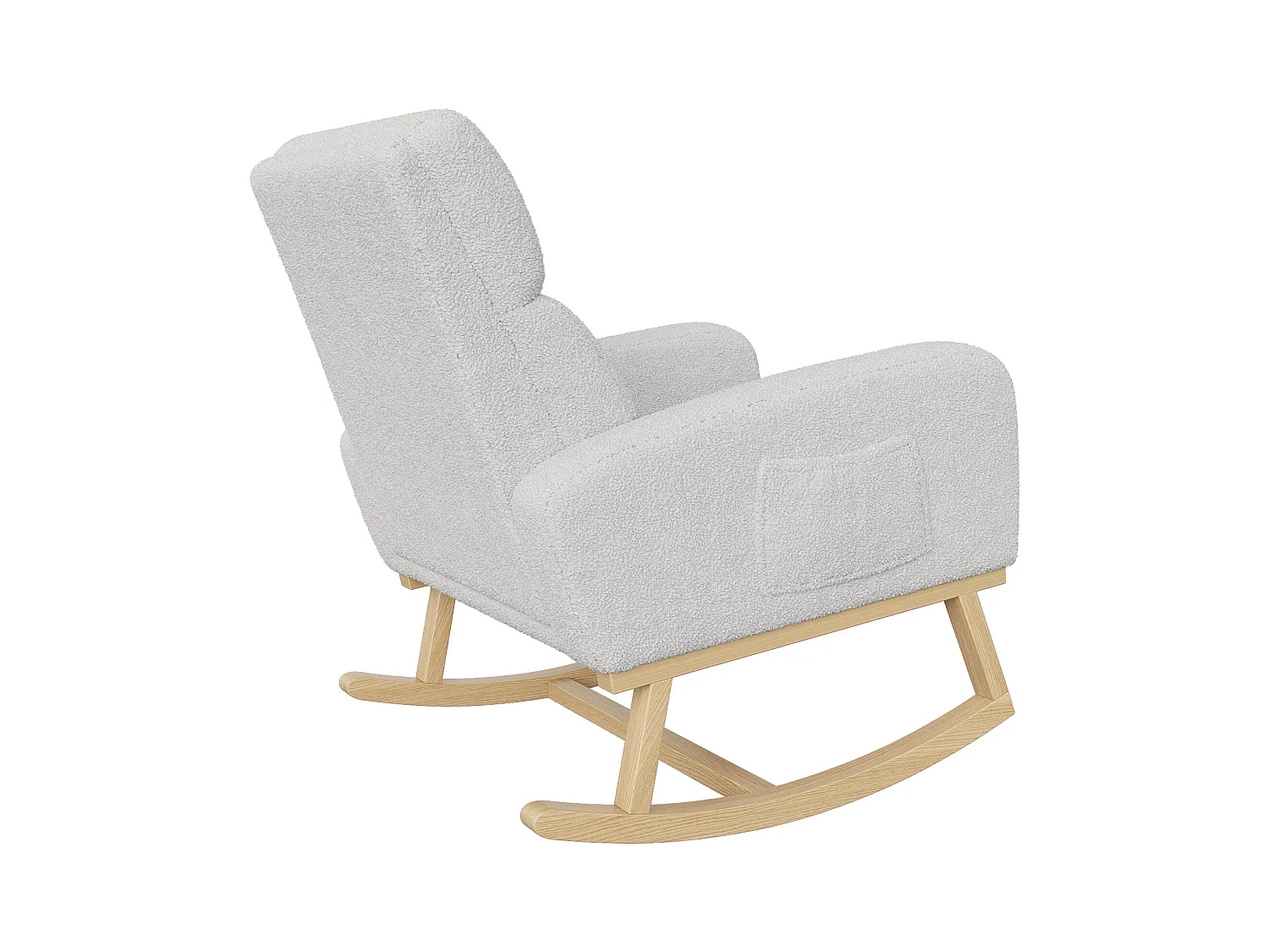 Mecedora con reposabrazos y respaldo inclinado - Patas de madera maciza - Gris claro