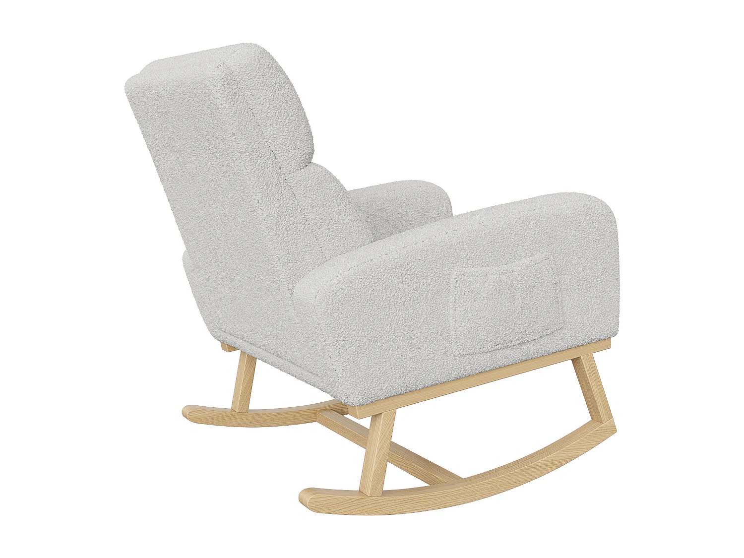 Mecedora con reposabrazos y respaldo inclinado - Patas de madera maciza - Gris claro