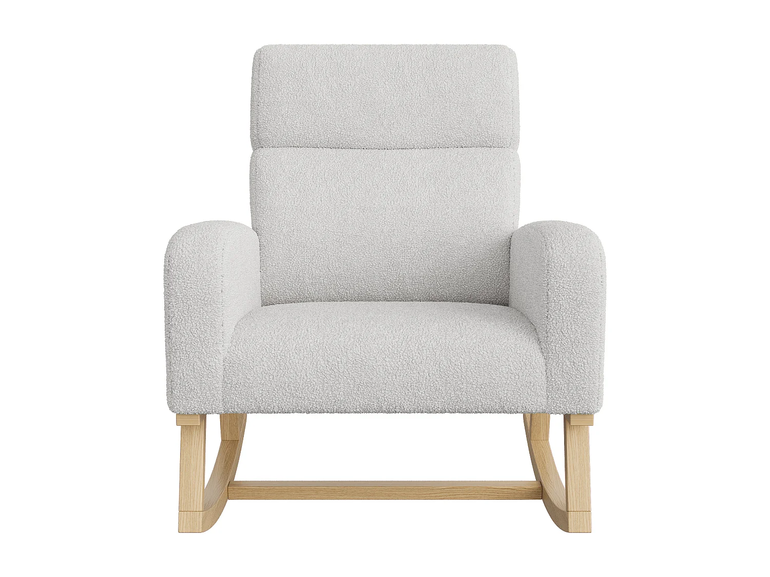 Fauteuil à Bascule avec Accoudoirs et Dossier Incliné - Pieds en Bois Massif - Gris Clair