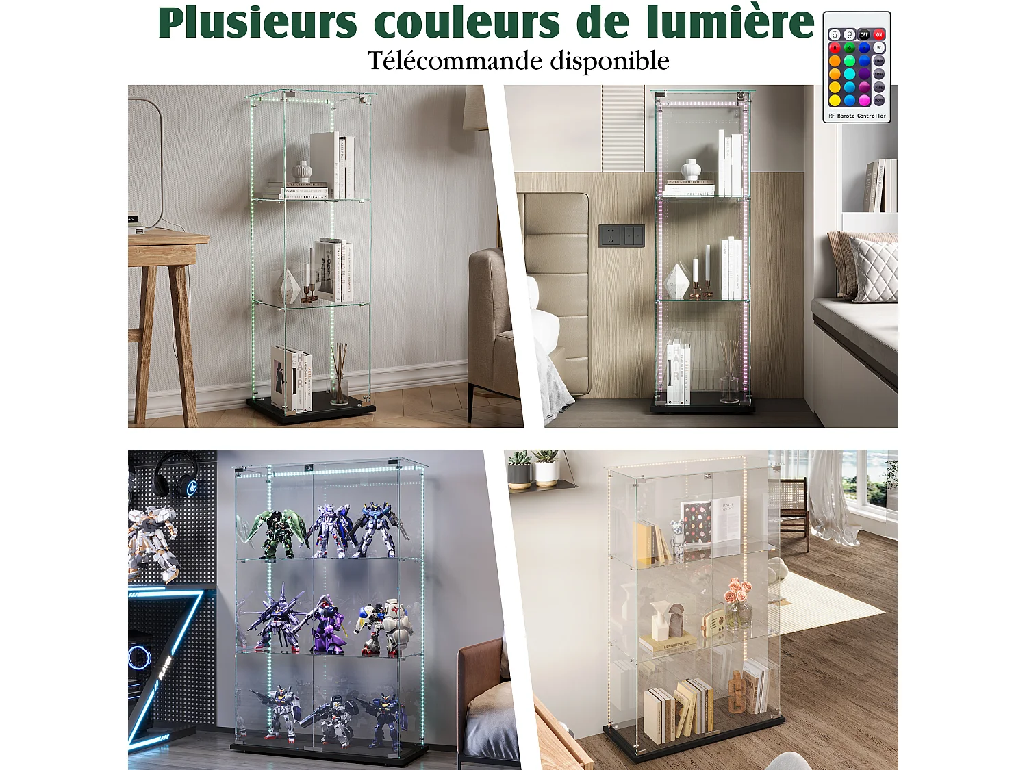 Vitrine Simple – 3 Niveaux, Fond Noir, Finition Transparente