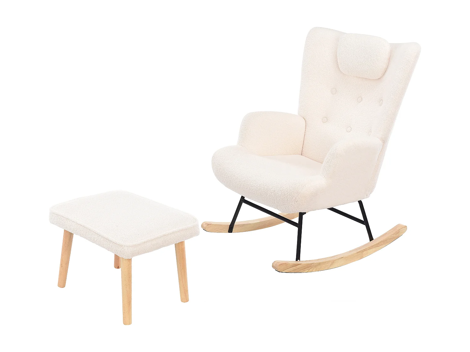 Fauteuil à Bascule Teddy, Chaise Longue avec Appuie-Tête et Repose-Pieds, 150 kg