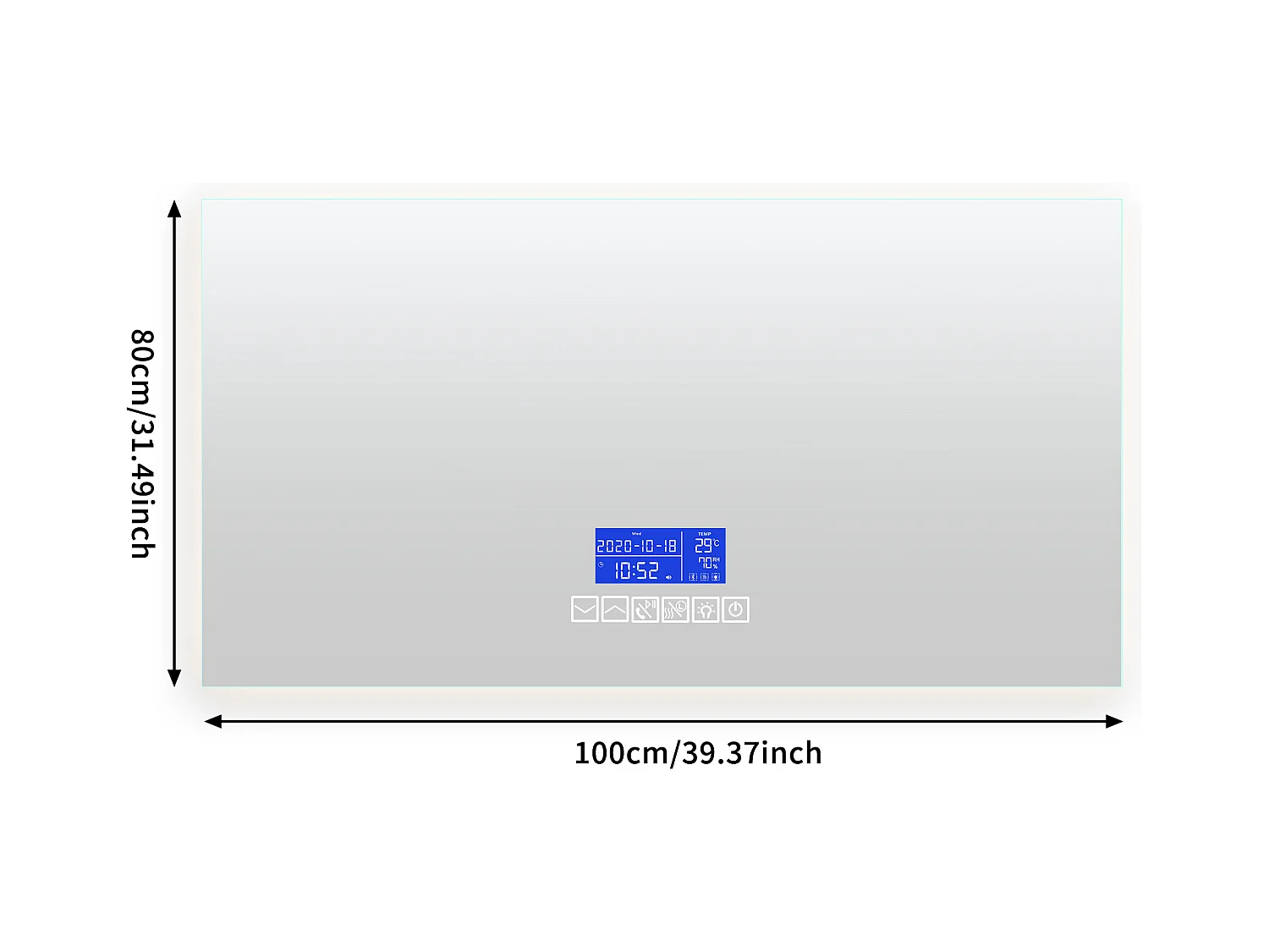 Ronde badkamerspiegel 80x100 cm - LED, Bluetooth, Temperatuur, Ontwaseming, Verlichting, Touch, 6 standen