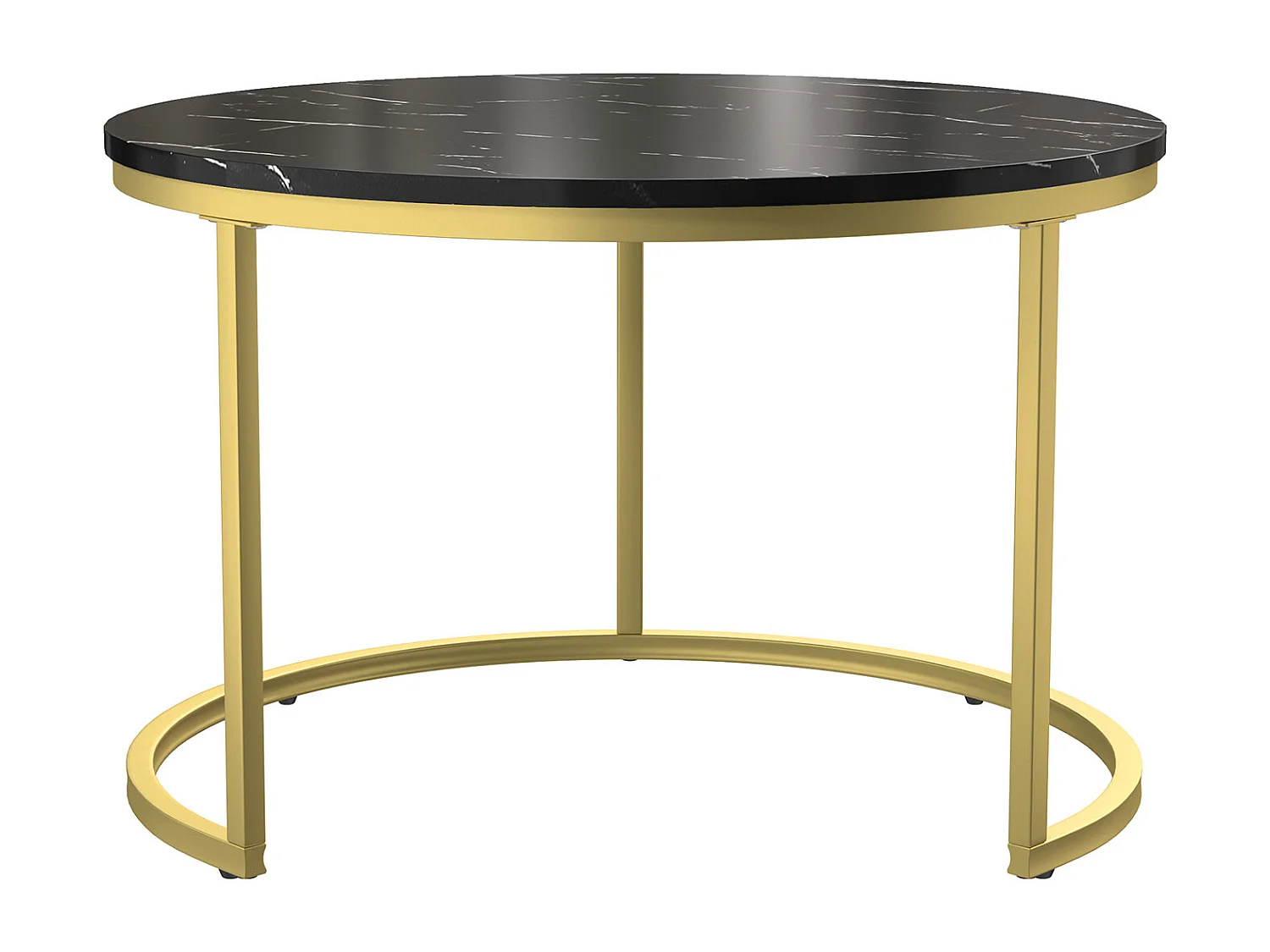 Lot de 2 tables basses rondes modernes – Marbre et métal, Table d'appoint élégante pour salon, bureau et balcon