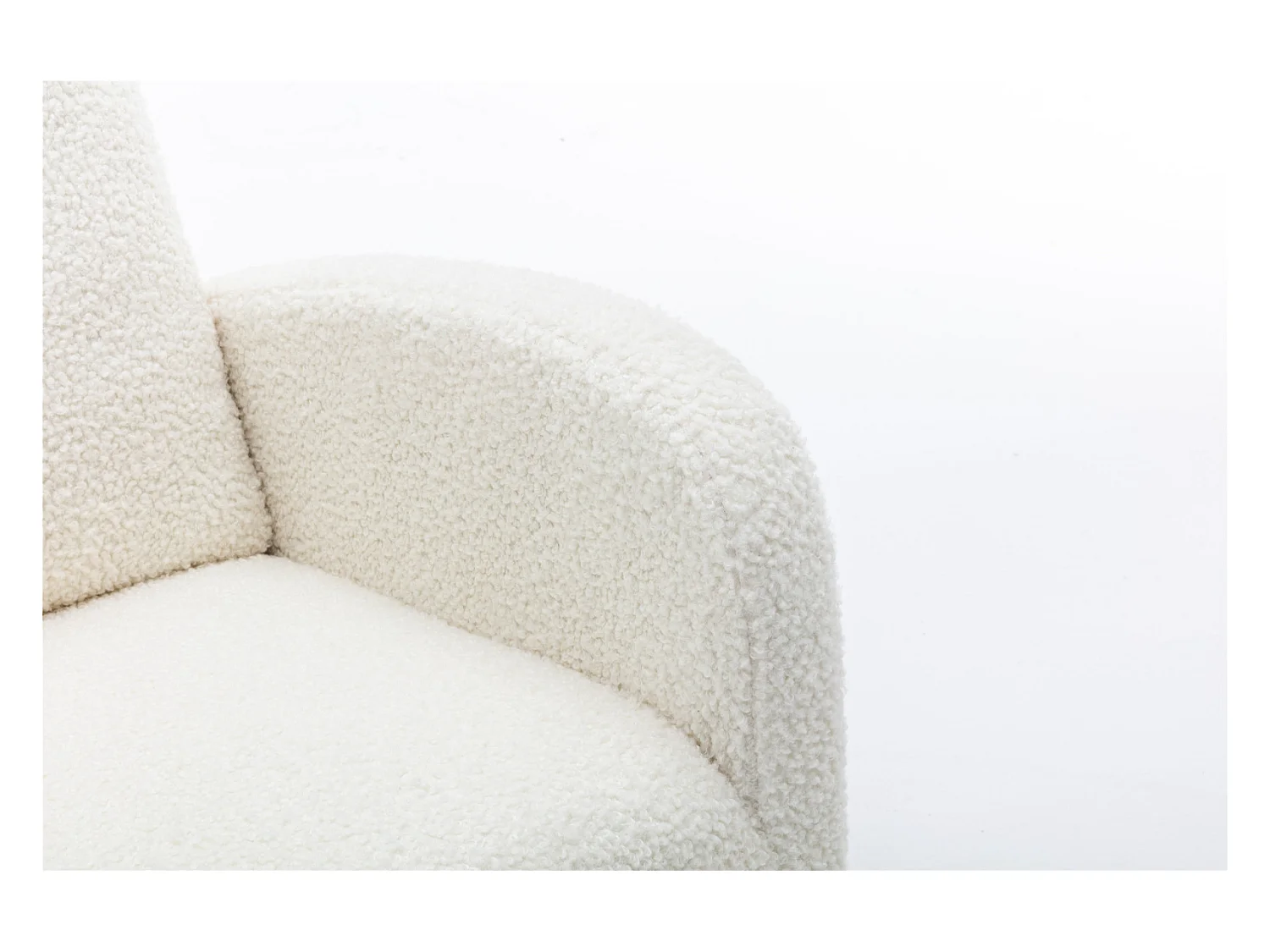 Fauteuil à Bascule Scandinave, Dossier Capitonné, Pieds en Bois, Blanc