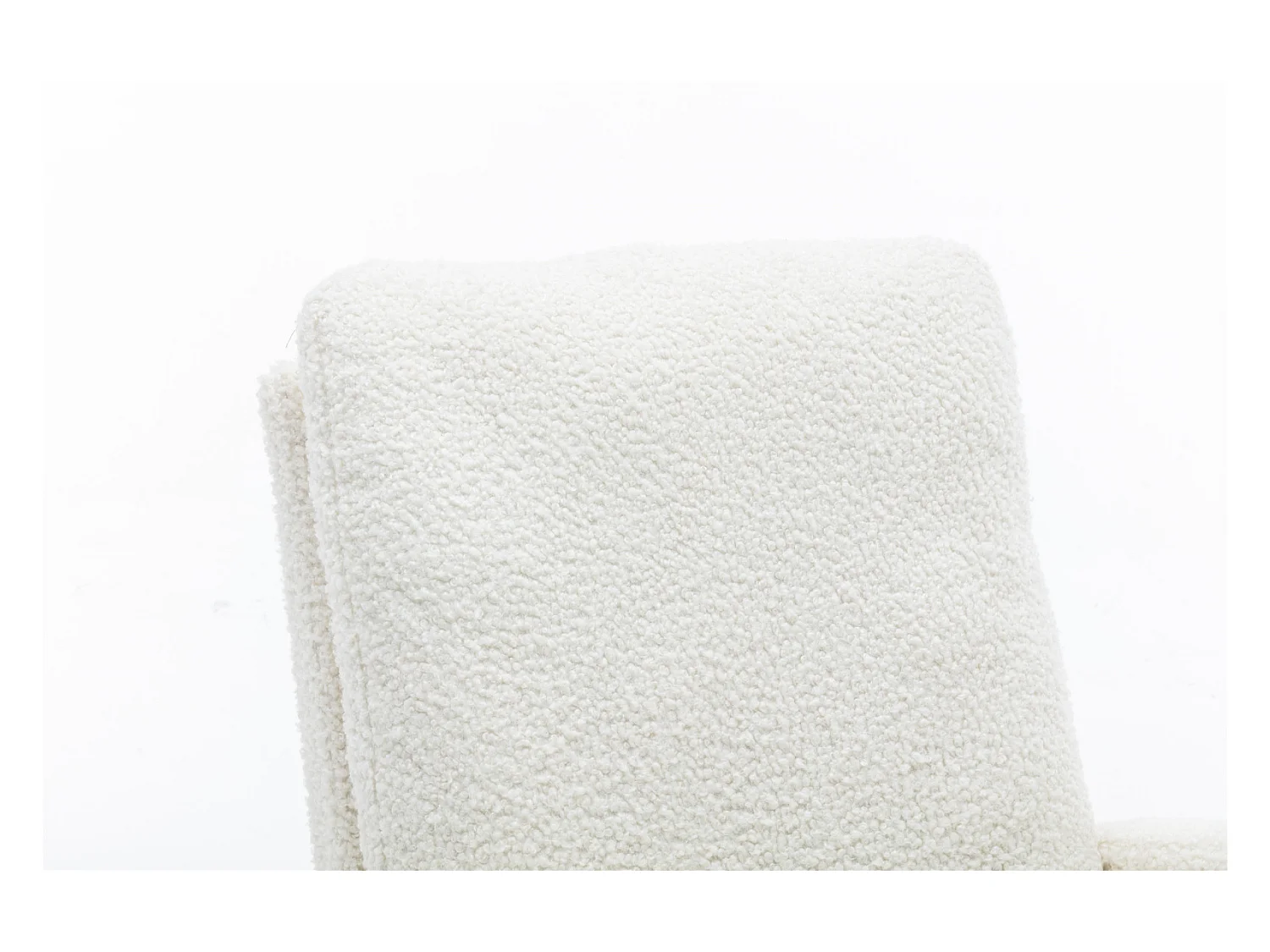 Fauteuil à Bascule Scandinave, Dossier Capitonné, Pieds en Bois, Blanc