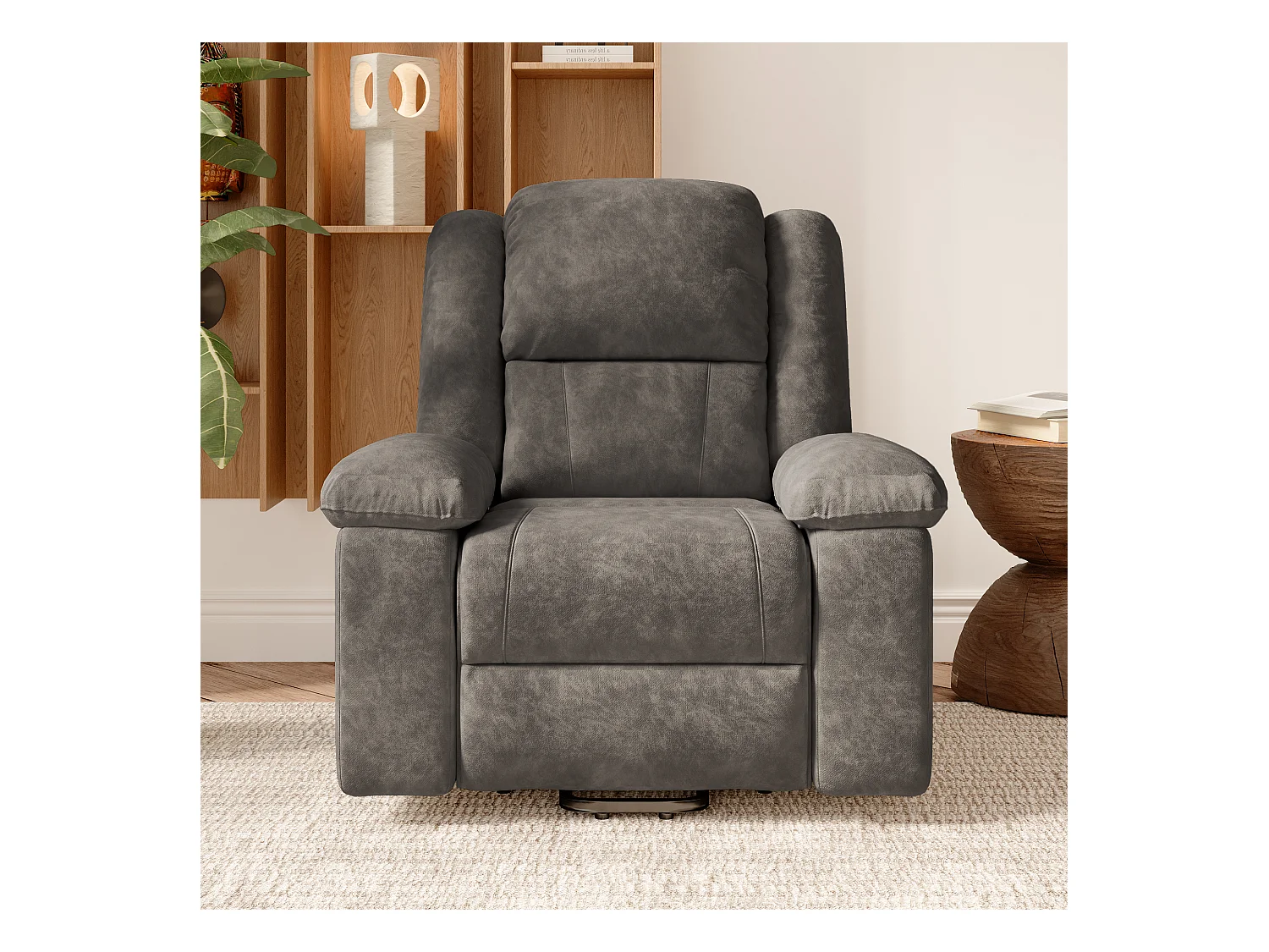 Poltrona de massagem elétrica para relaxamento - Ajuste de vibração e calor, bolsos laterais - Cinza