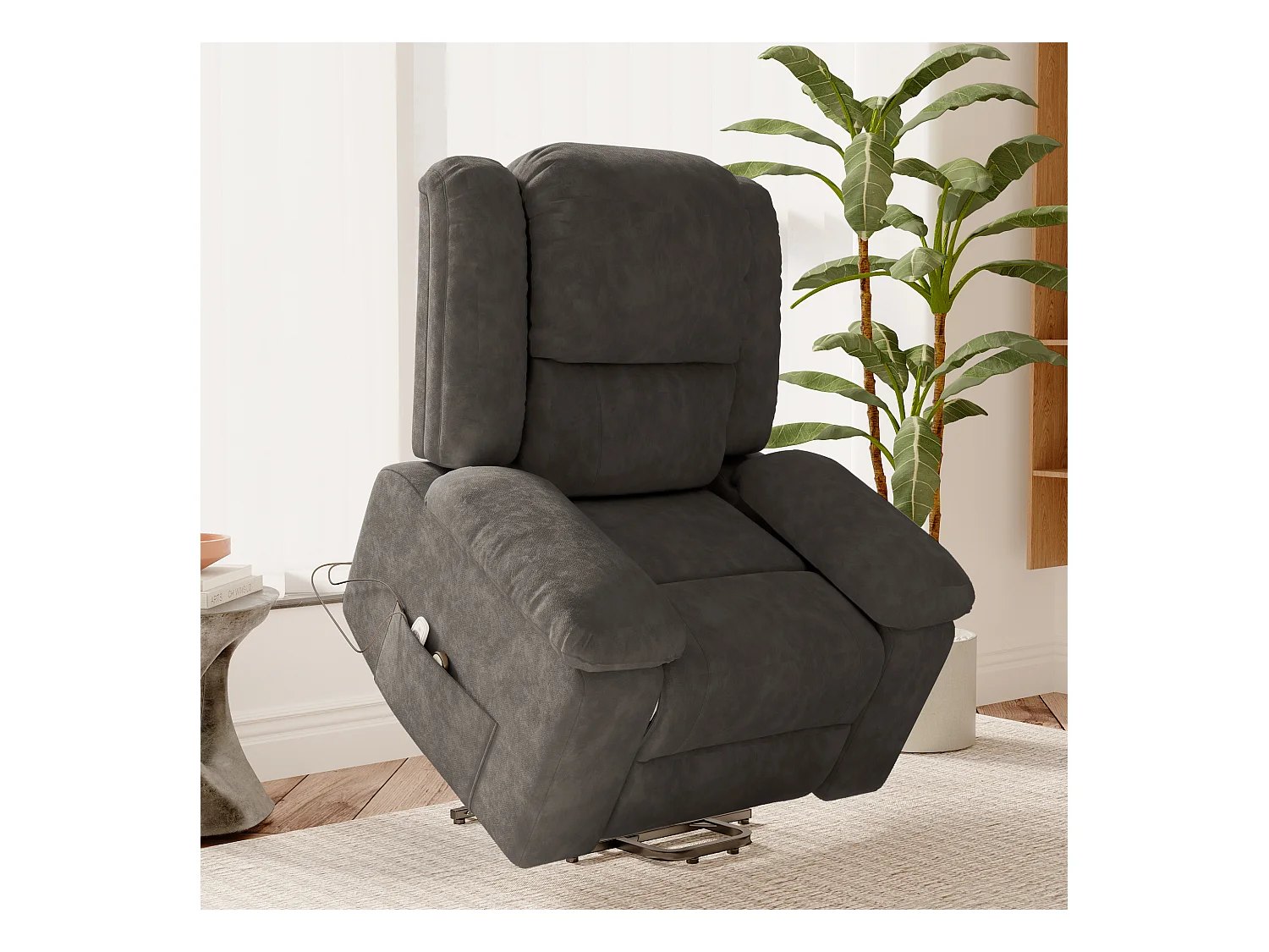 Poltrona de massagem elétrica para relaxamento - Ajuste de vibração e calor, bolsos laterais - Cinza