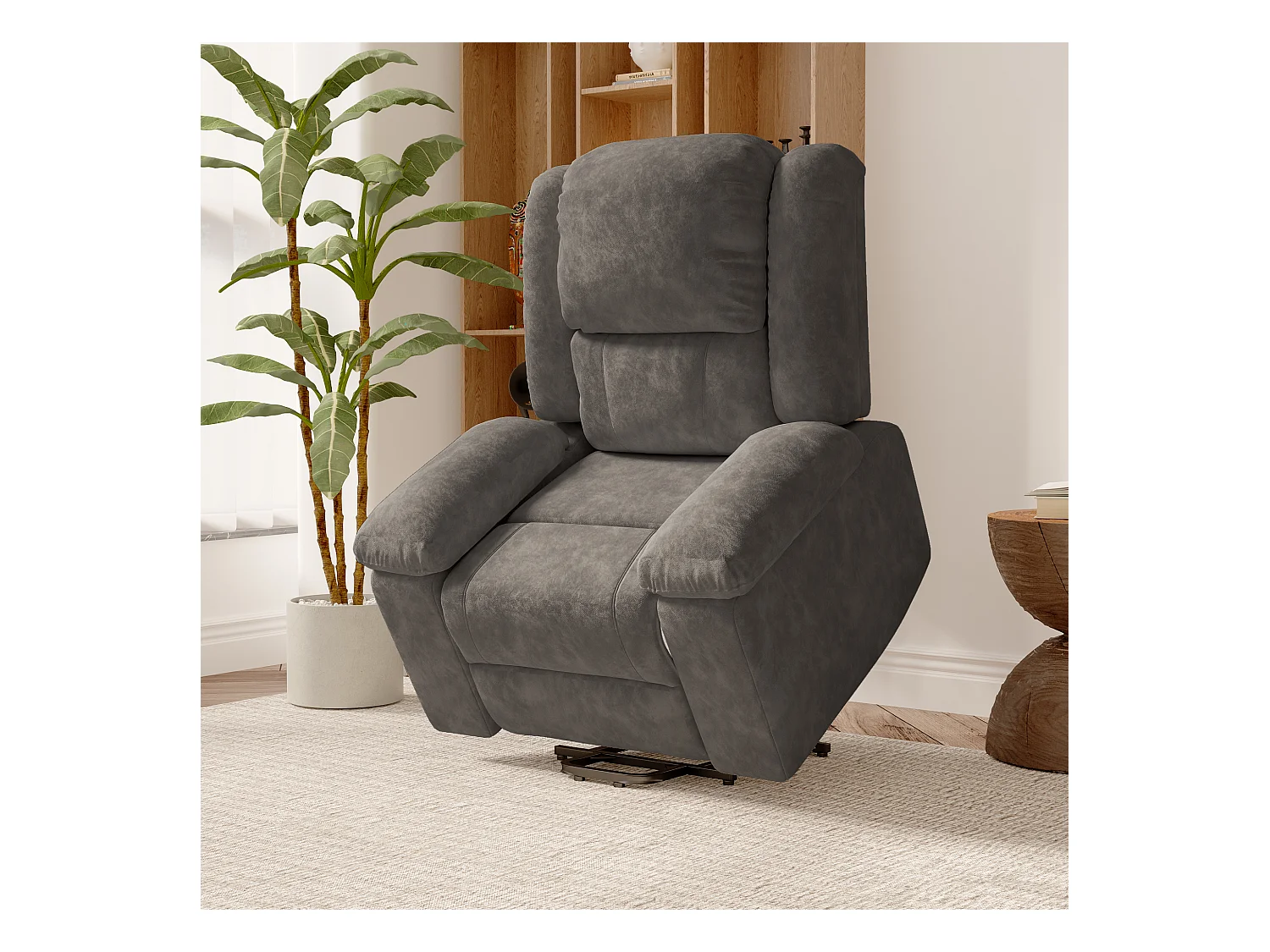 Poltrona de massagem elétrica para relaxamento - Ajuste de vibração e calor, bolsos laterais - Cinza