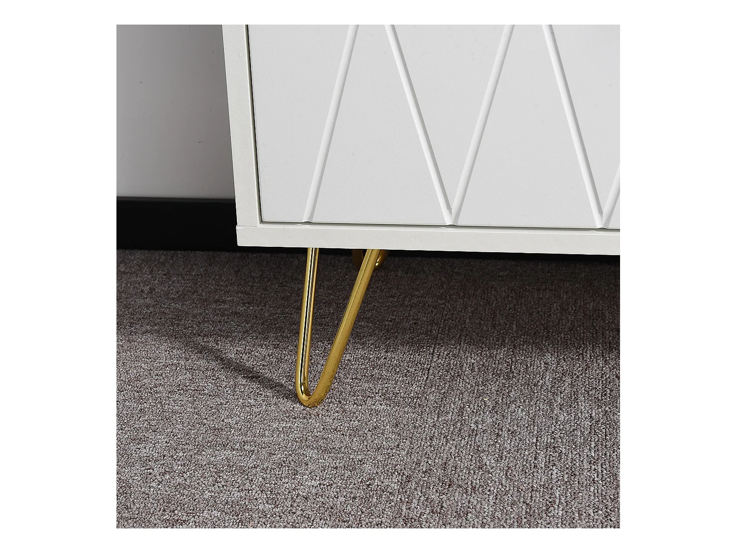 Buffet bas 6 tiroirs – Commode en bois MDF et métal doré – 60x34x90 cm – Couleur blanche