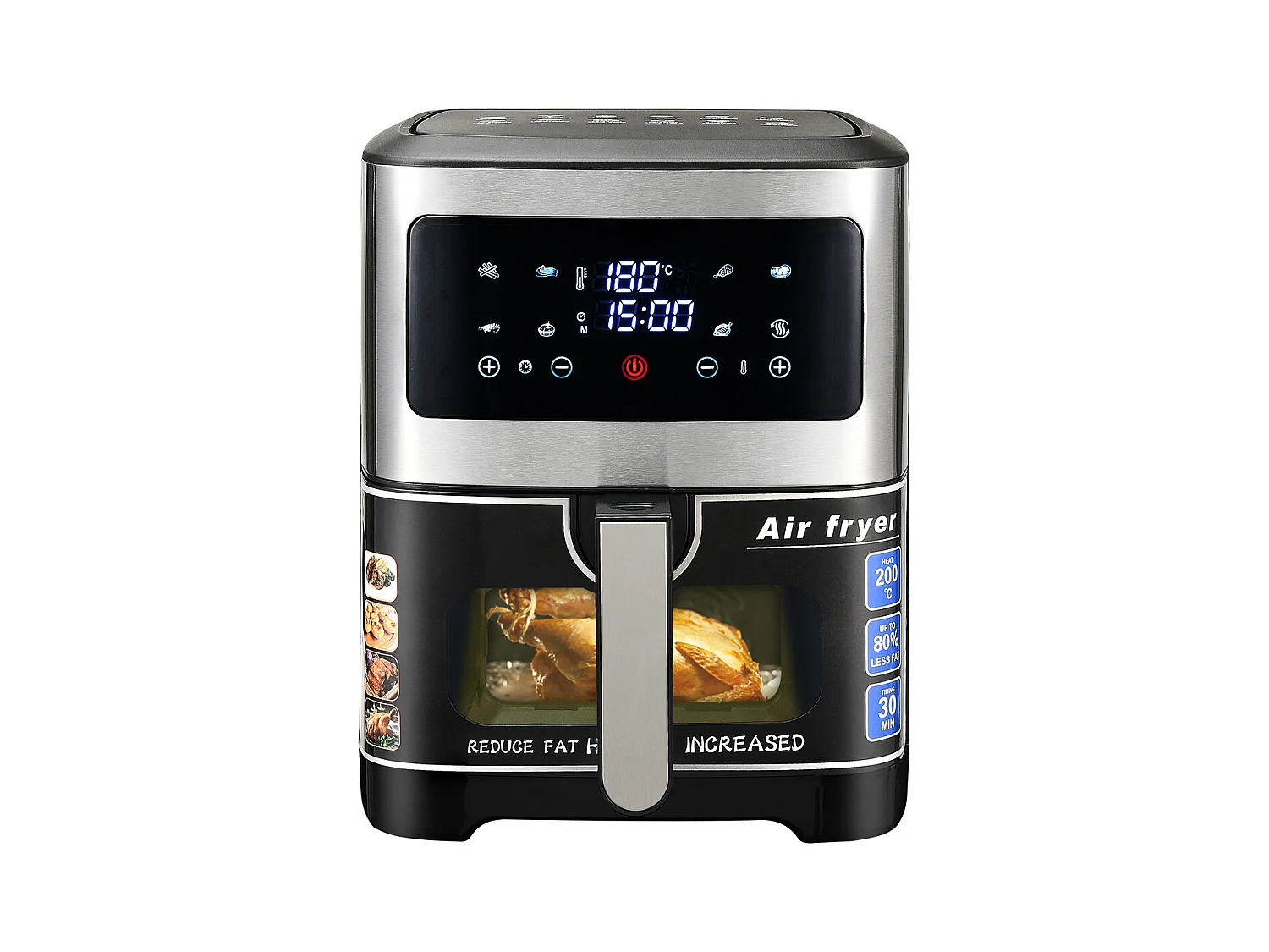 Heißluftfritteuse XXL – 8,8 l, Temperatur 360 °C, 8 Kochfunktionen, One-Touch-Steuerung