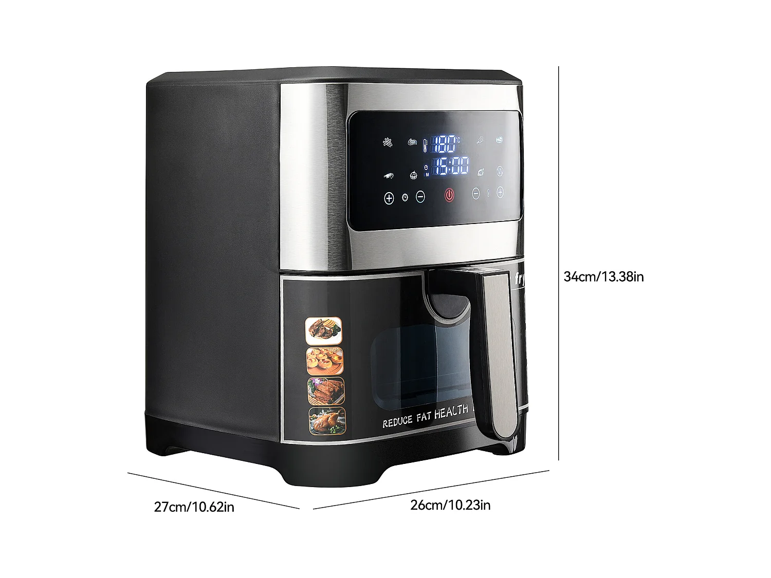 Heißluftfritteuse XXL – 8,8 l, Temperatur 360 °C, 8 Kochfunktionen, One-Touch-Steuerung