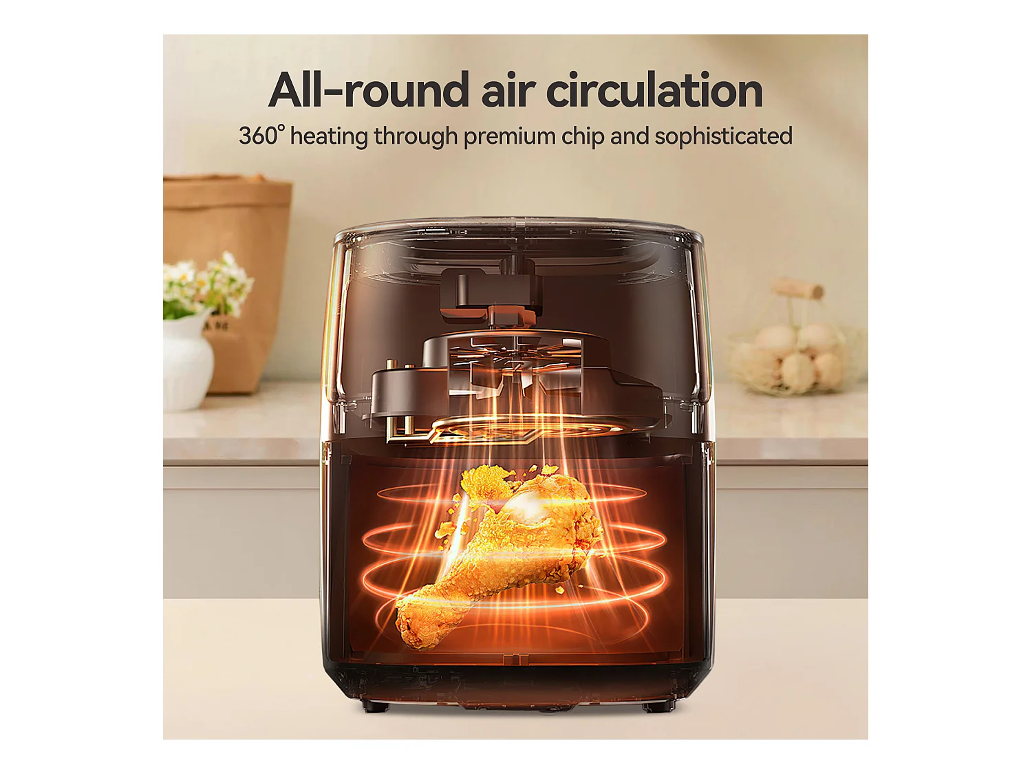 Heißluftfritteuse XXL – 8,8 l, Temperatur 360 °C, 8 Kochfunktionen, One-Touch-Steuerung