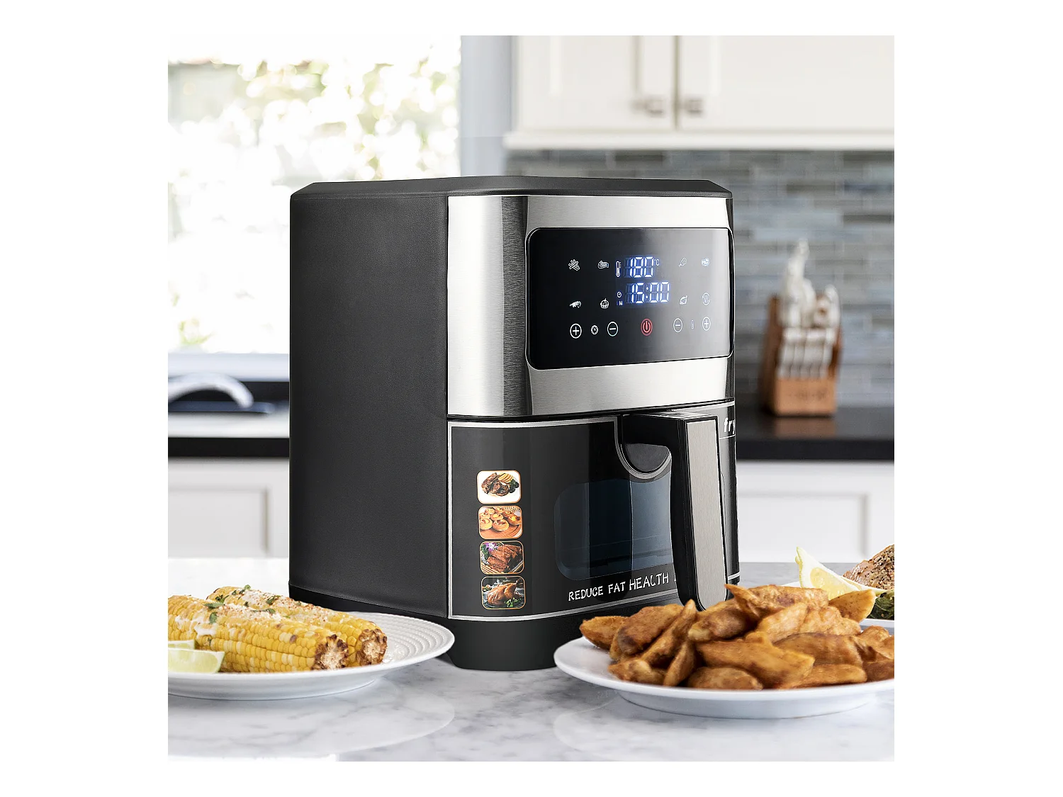 Heißluftfritteuse XXL – 8,8 l, Temperatur 360 °C, 8 Kochfunktionen, One-Touch-Steuerung