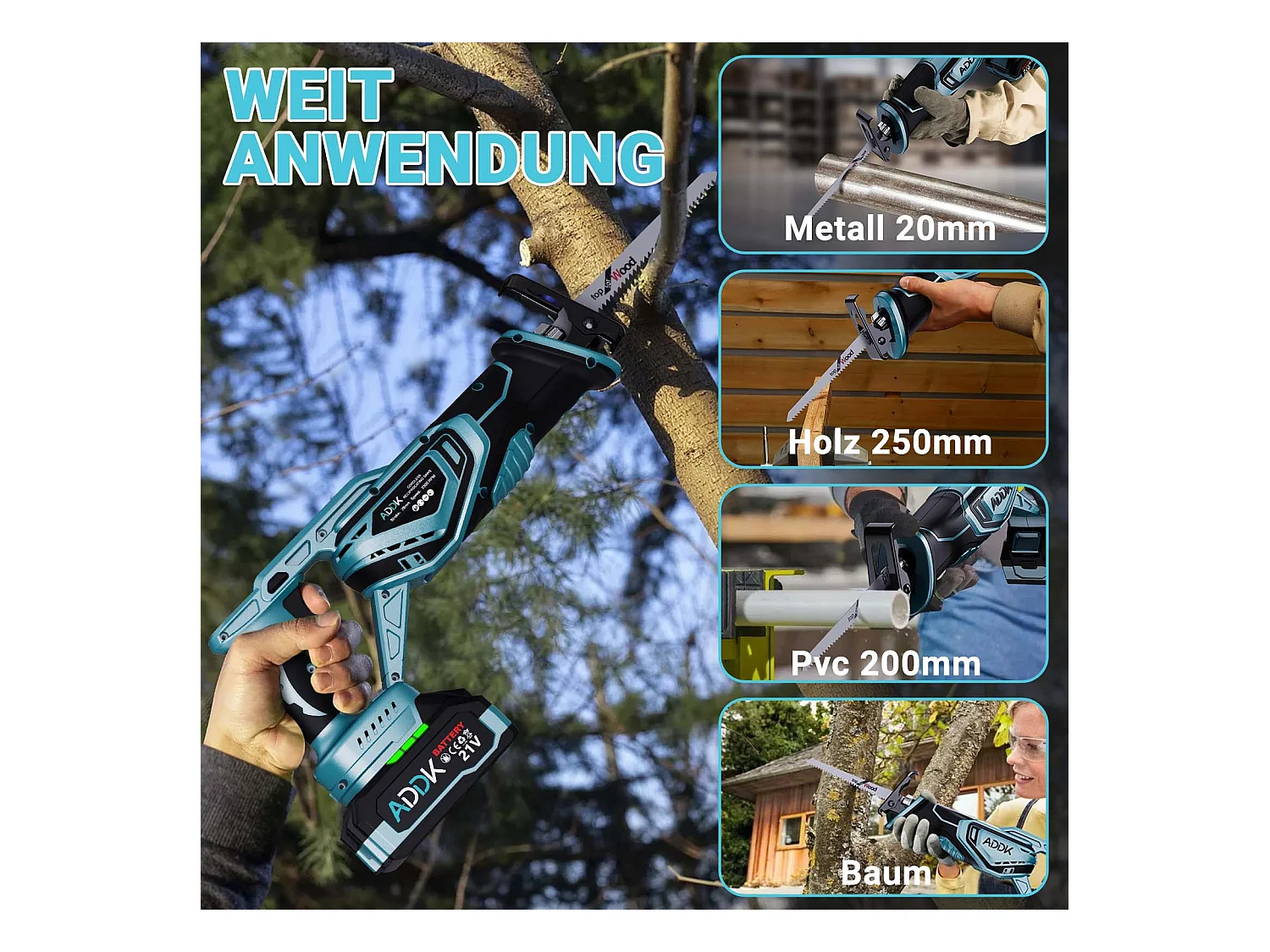 Serra Alternativa Europeia - 1x Unidade Principal + 1x Bateria de 4000mAh + Carregador - 2x Lâminas de Afiação + 2x Lâminas de Serra