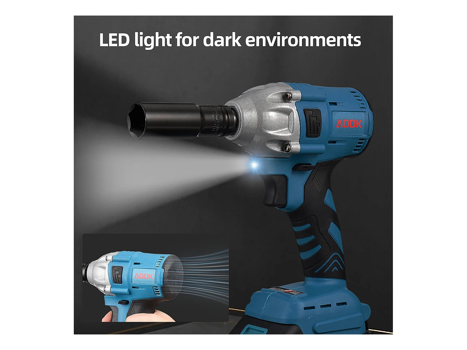 Chave de Impacto Sem Fio 21V 3,0Ah - Motor Sem Escovas - Caixa com 25 Acessórios - Azul