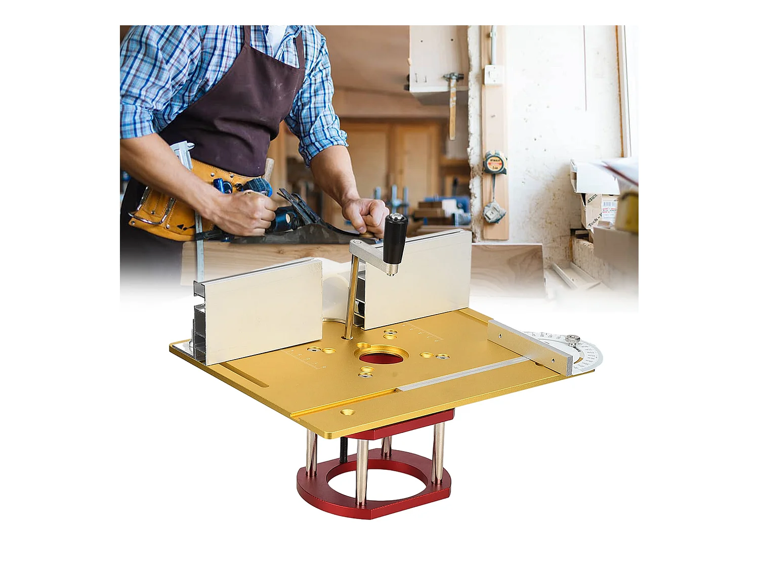 Elevador de roteador com placa superior - Base de elevação para marcenaria (ranhuras, aparas, chanfraduras)