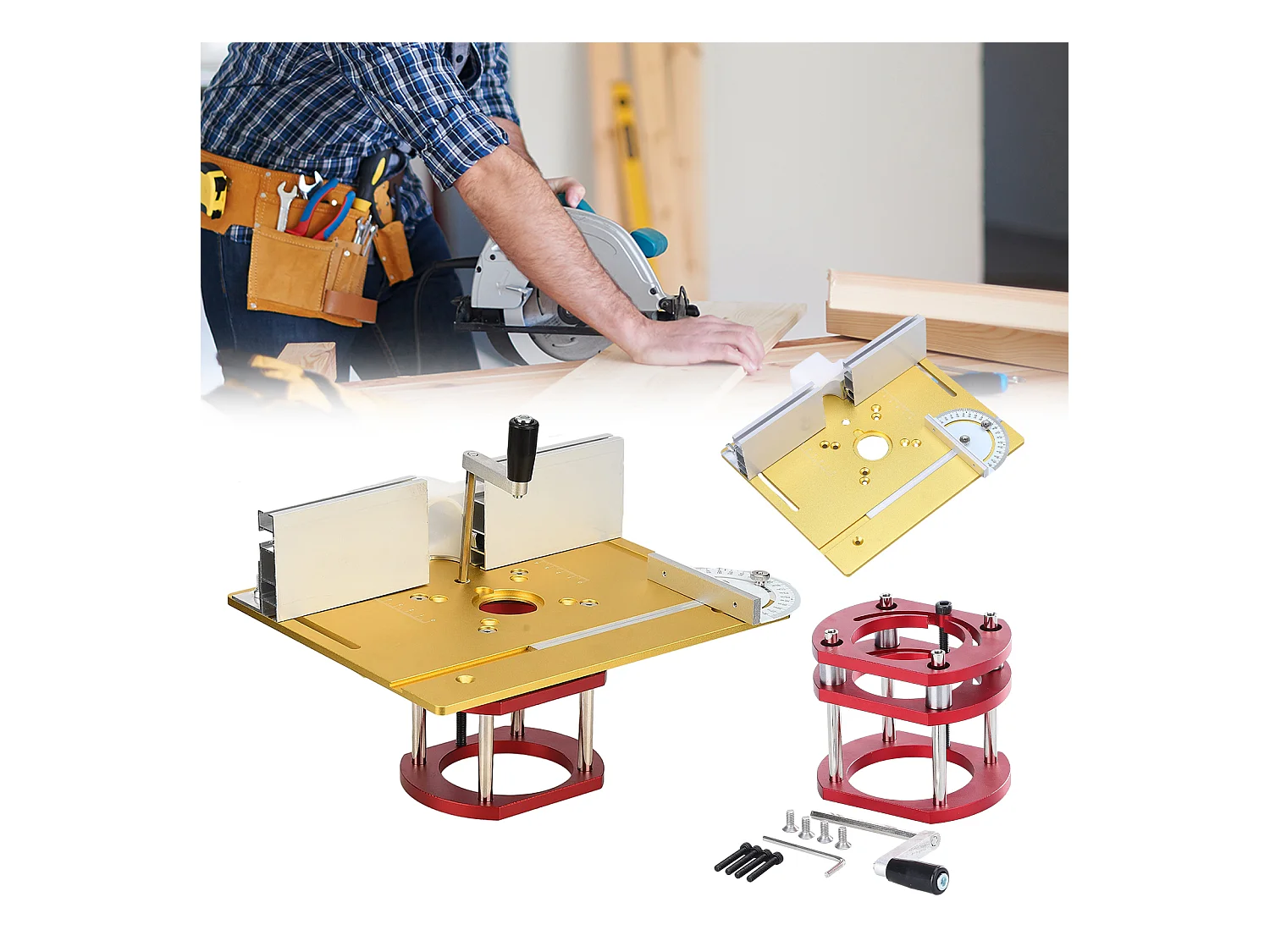 Elevador de roteador com placa superior - Base de elevação para marcenaria (ranhuras, aparas, chanfraduras)