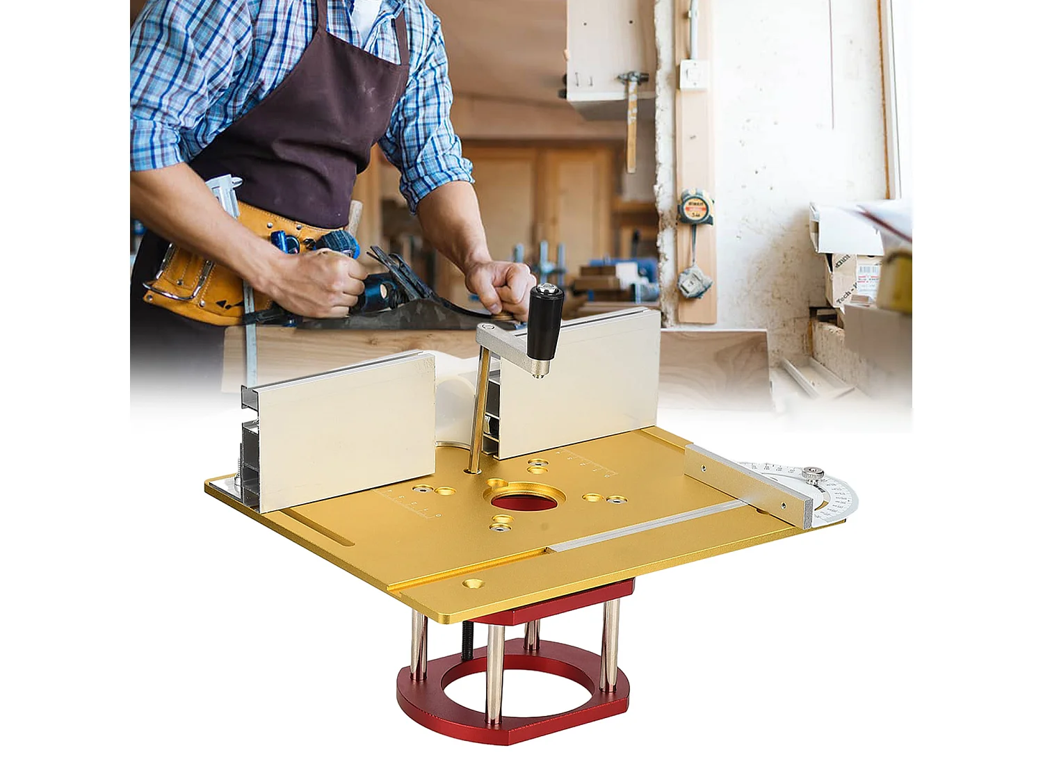 Ascenseur de Routeur avec Plaque Supérieure - Base de Levage pour Travail du Bois (Rainurage, Coupe, Chanfreinage)