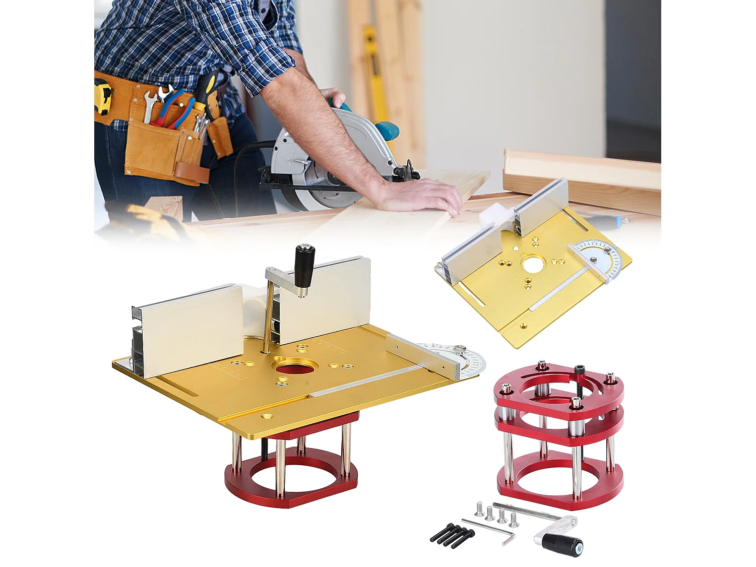 Ascenseur de Routeur avec Plaque Supérieure - Base de Levage pour Travail du Bois (Rainurage, Coupe, Chanfreinage)