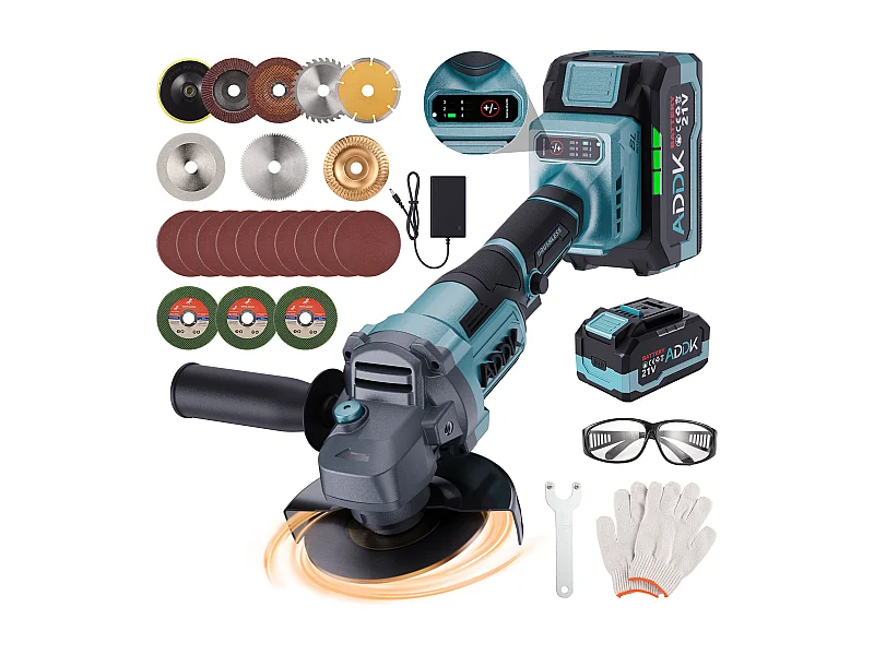 125mm snoerloze haakse slijper - 2 x 21V 4.0Ah accu's - 9000 tpm borstelloze motor - 6 instelbare niveaus