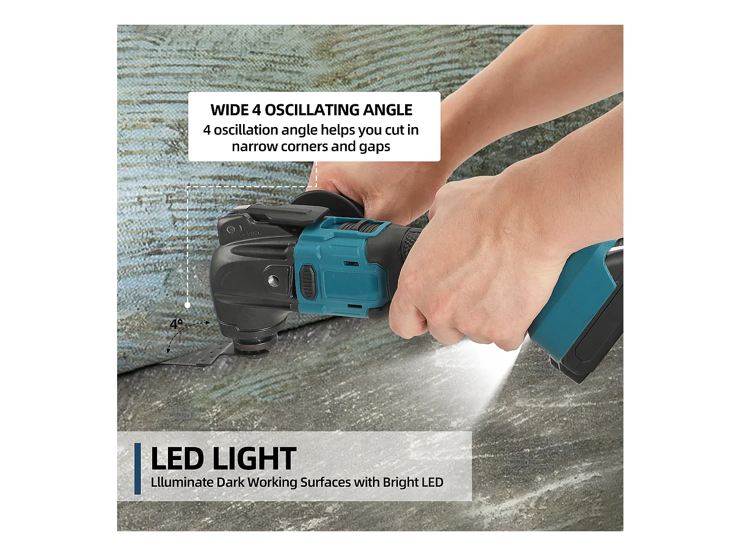 Multiferramenta sem fio Makita 18 V - 6 velocidades ajustáveis - Motor sem escovas + 23 acessórios (pilhas não incluídas)