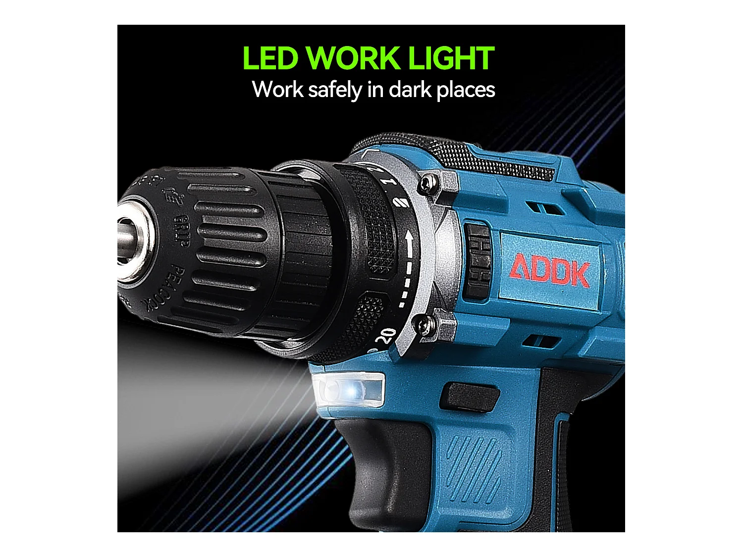 Furadeira sem fio de 21 V - 2 baterias de lítio de 1500 mAh - 25 + 1 configurações de torque - 2 velocidades - 37 acessórios + caixa PP