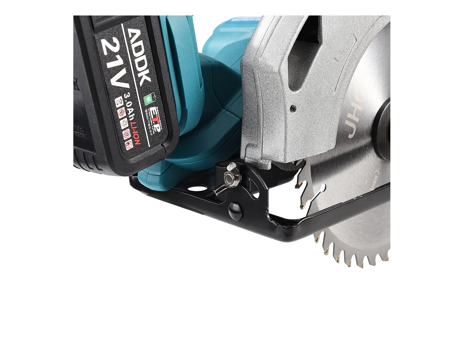 Serra circular sem fio 21 V - Motor sem escovas - 1 bateria de 3,0 Ah + carregador - Lâmina de Ø180 mm, profundidade de corte de 56 mm