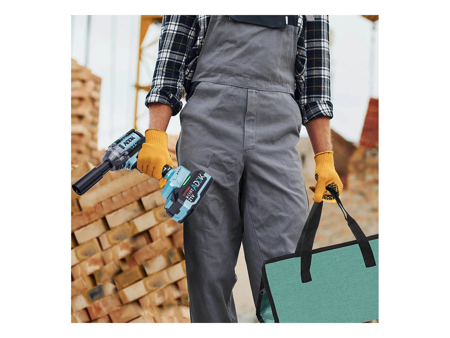 Chave de impacto sem fio sem escova de 21 V - 750 Nm - Bateria de 4,0 Ah - 6 velocidades - 3300 rpm