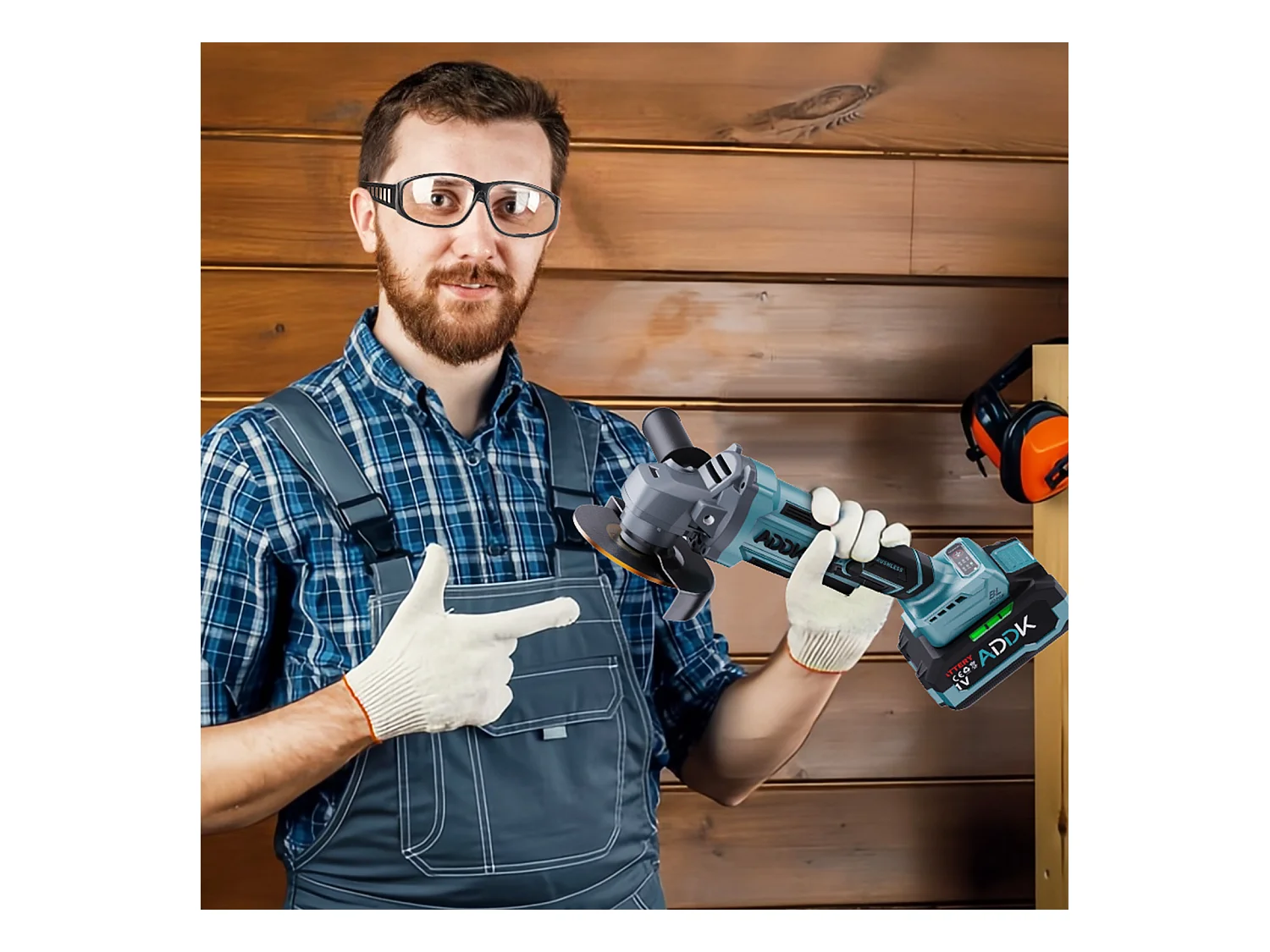 Esmerilhadeira angular sem fio de 125 mm - 2 baterias de 21 V e 4,0 Ah - Motor sem escovas de 9000 rpm - 6 níveis ajustáveis + 13 acessórios