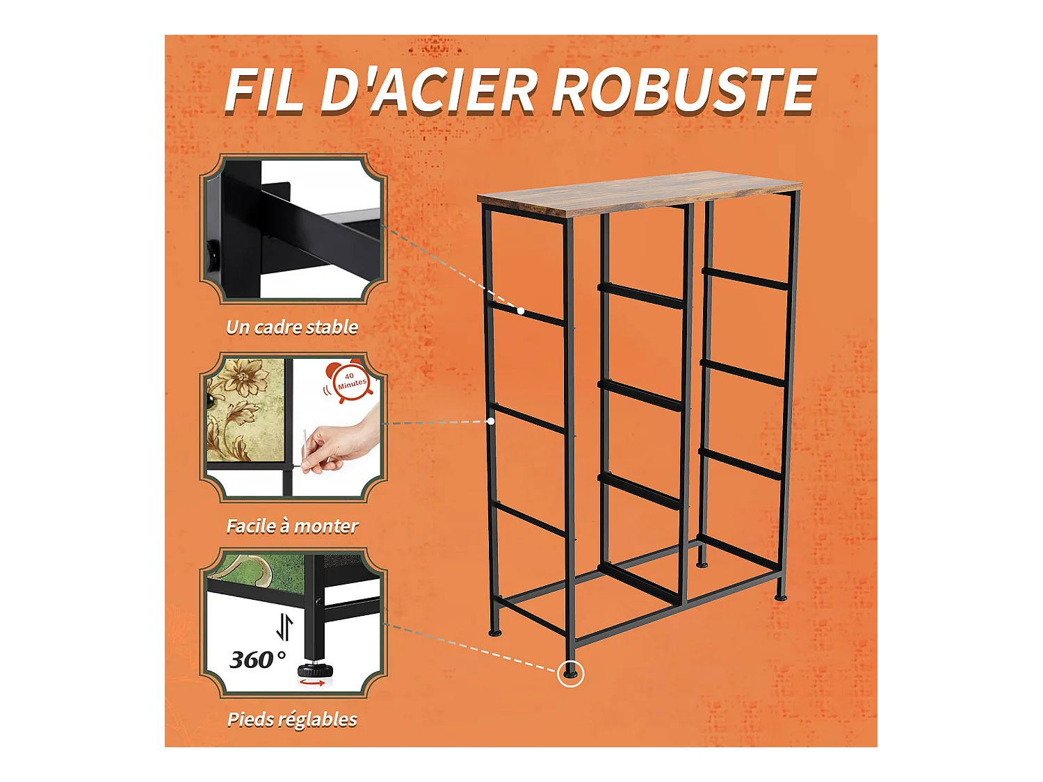 Vintage-Kommode mit 8 Schubladen aus bedrucktem Stoff, Metallrahmen – Retro und funktionales Design