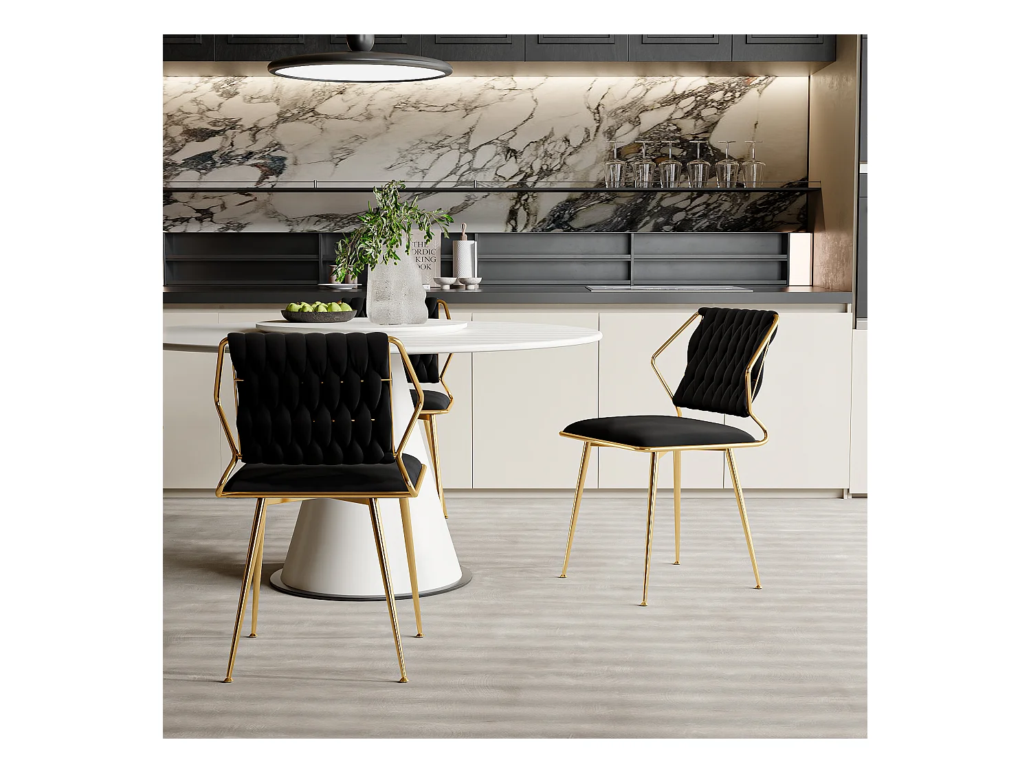 2er-Set Samtstühle - Elegante Rückenlehne, Modern, für Esszimmer oder Küche, Grau