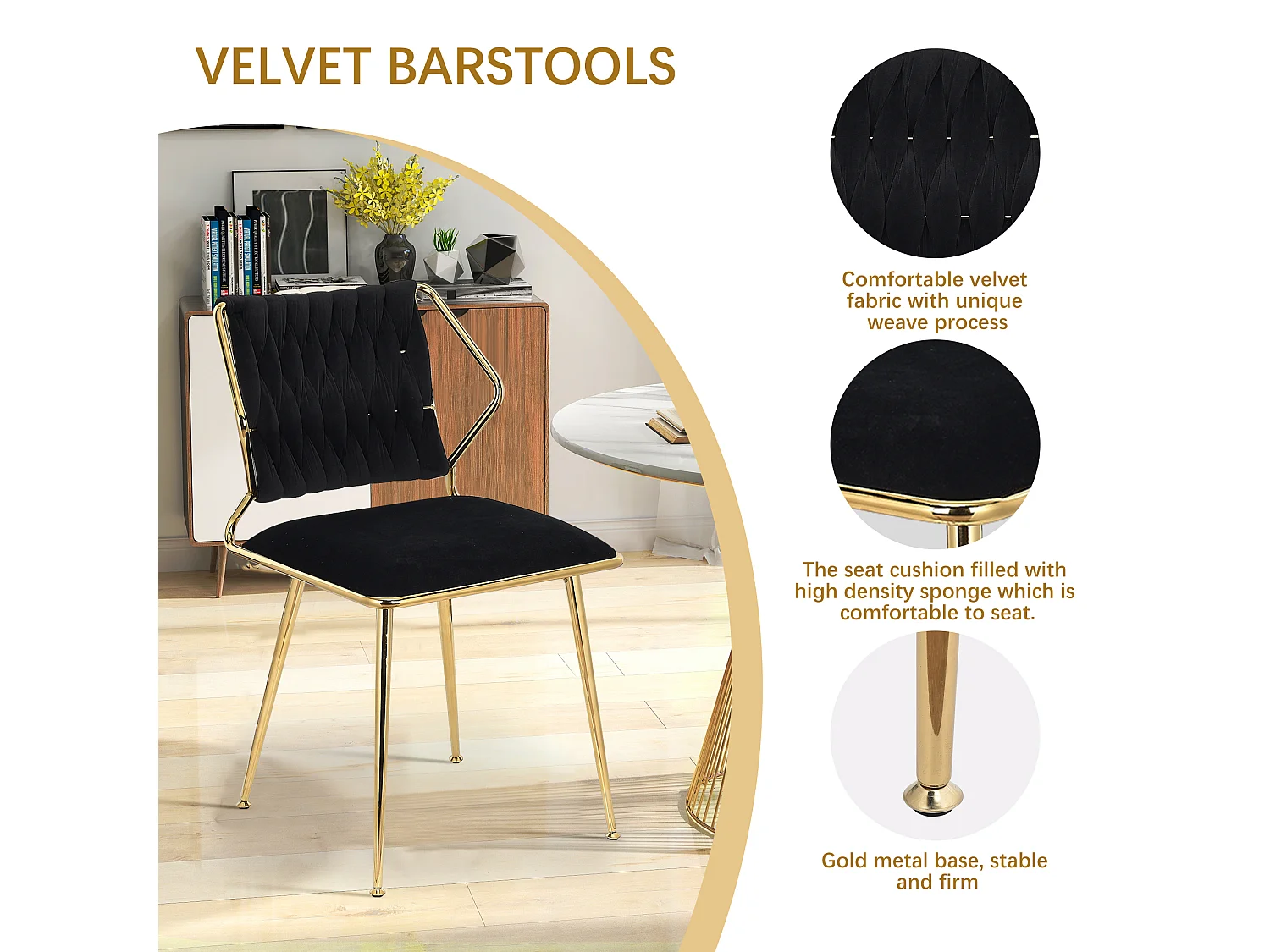 Set van 2 fluwelen stoelen - elegante rugleuning, modern, voor eetkamer of keuken, grijs
