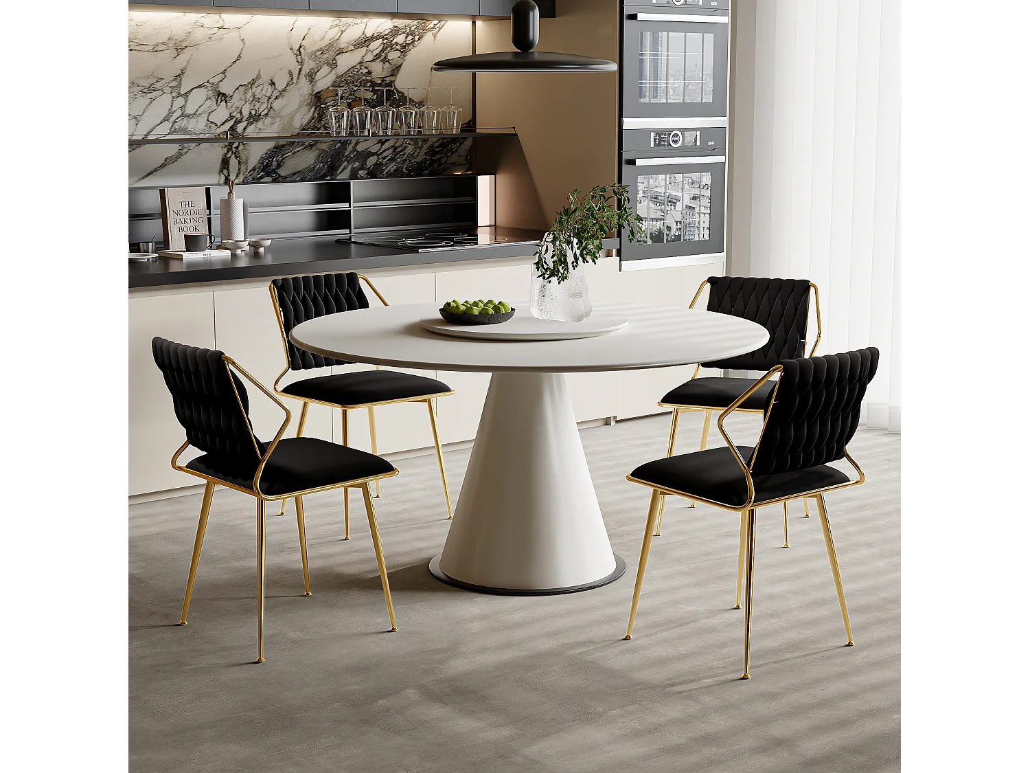 Set van 2 fluwelen stoelen - elegante rugleuning, modern, voor eetkamer of keuken, grijs