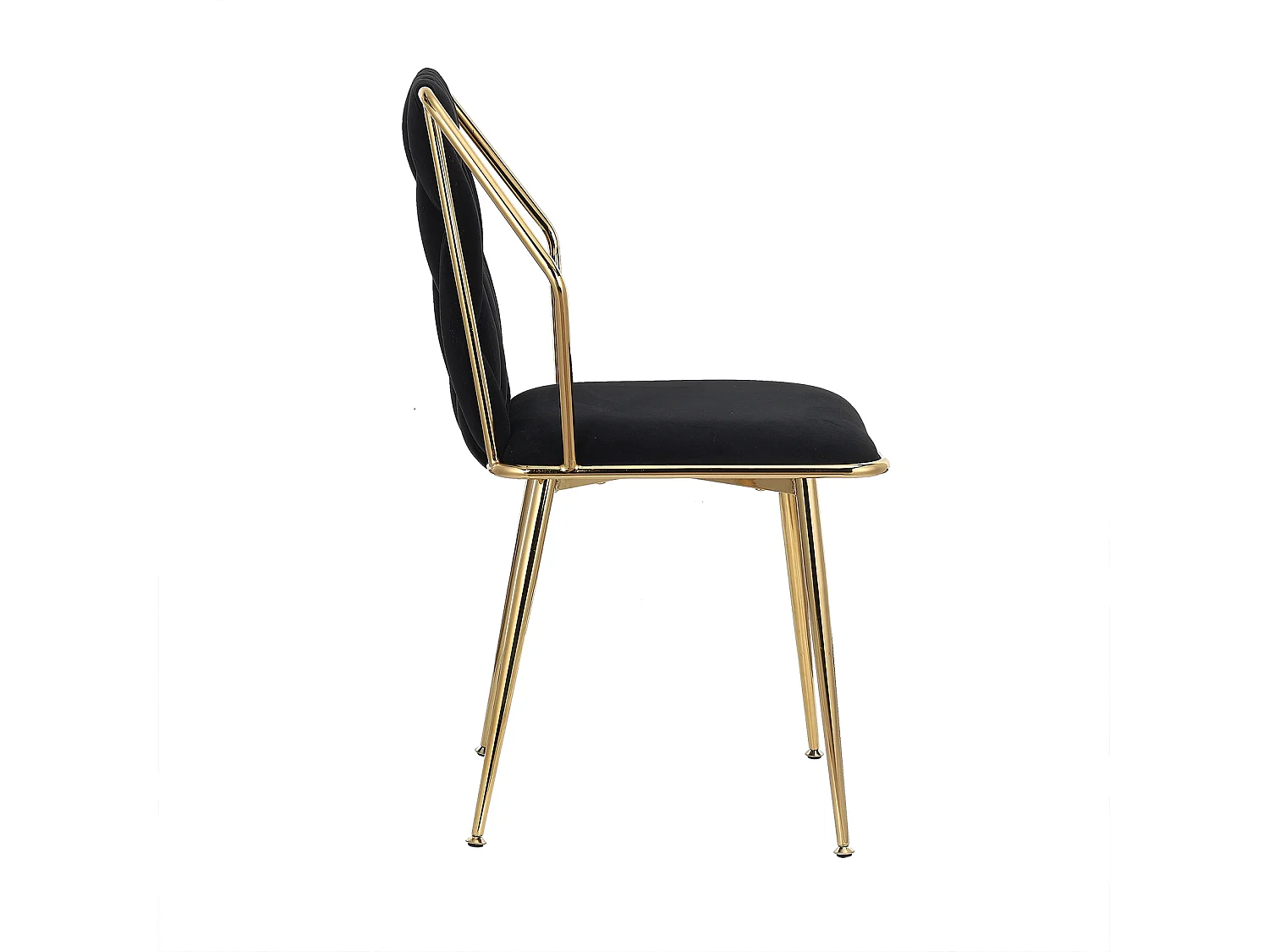 Set van 2 fluwelen eetkamerstoelen - handgeweven rugleuning, gouden metalen poten, elegant voor de eetkamer, zwart