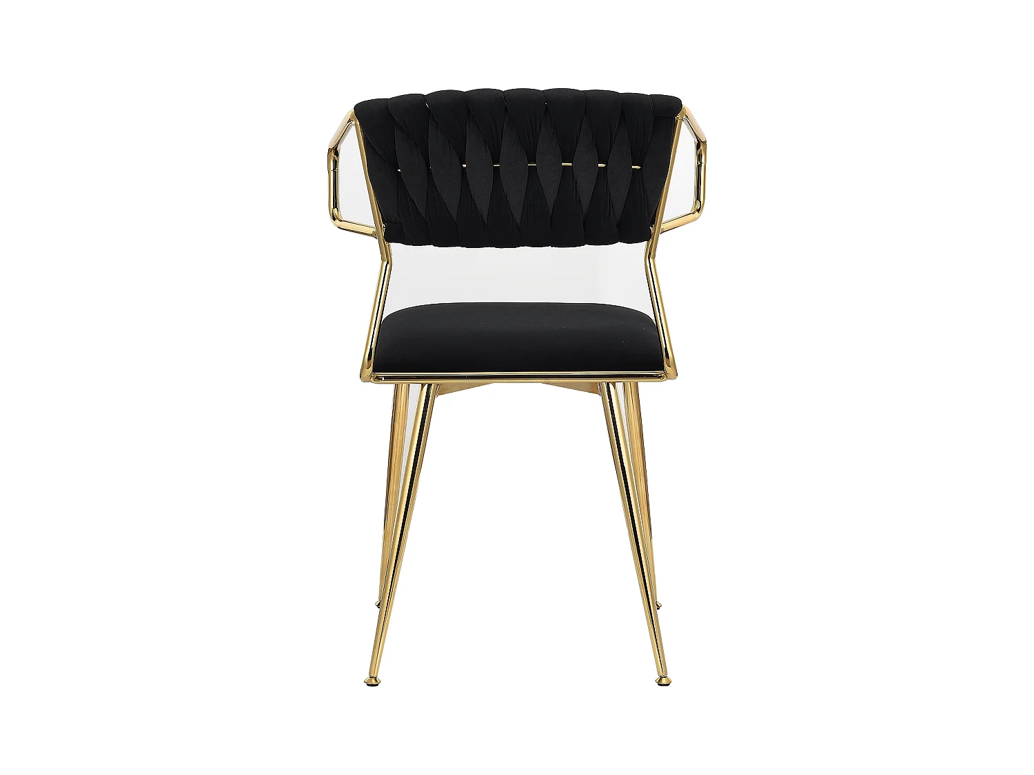 2er-Set Stühle aus Samt und Metall – bequem und modern, für Küche oder Restaurant, Schwarz