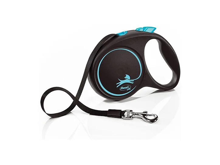 Laisse Black Design M Tape 5m black/ blue Flexi FU22T5-251-S-CHBL